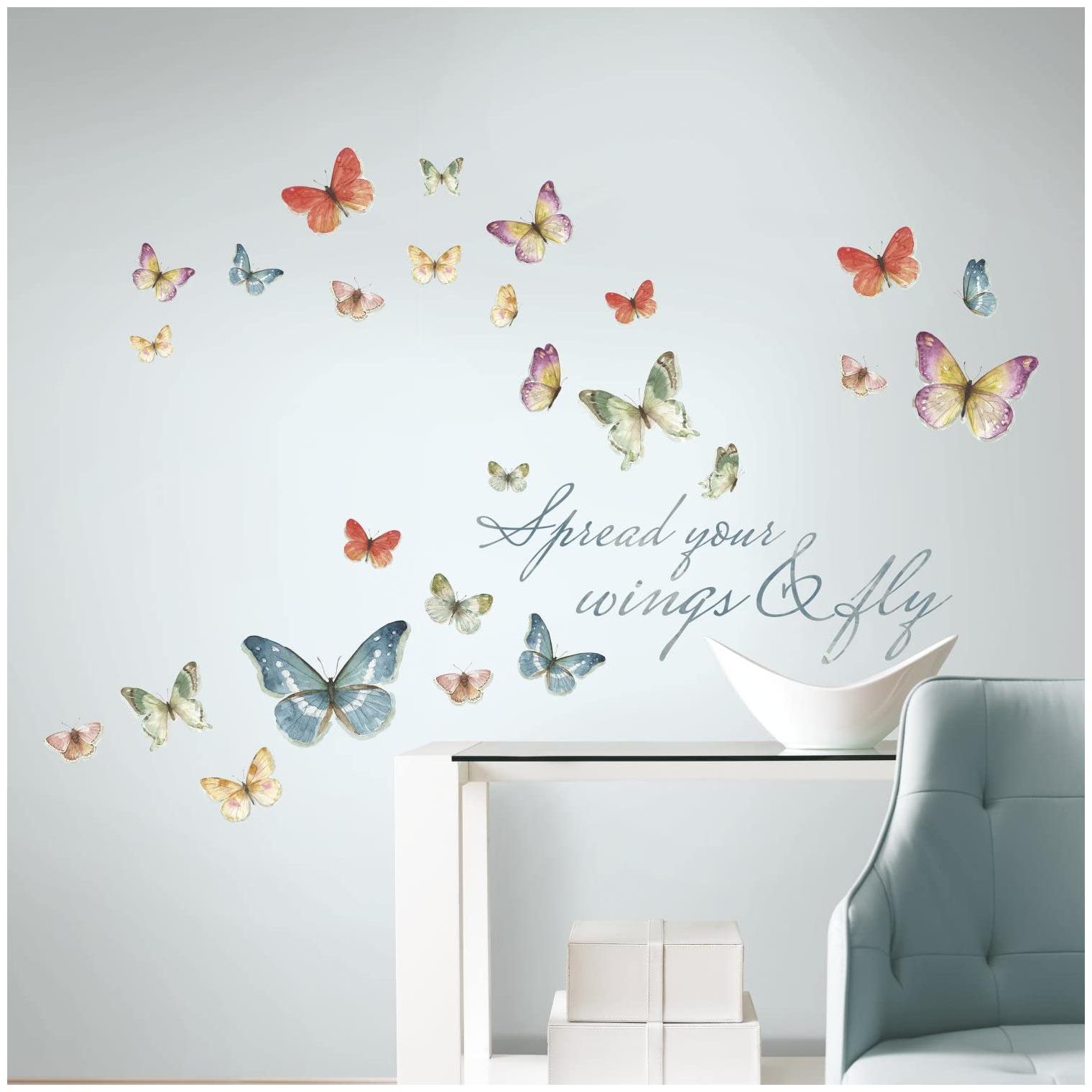 

Roommates Lisa Audit Butterfly Quote Peel And Stick Wall Decals Multicolor