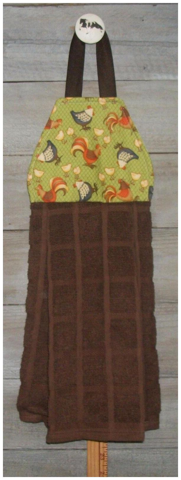 

Roosters Hens Chicken Wire Chickens Hanging Kitchen hand Oven Dishtowel Handmade