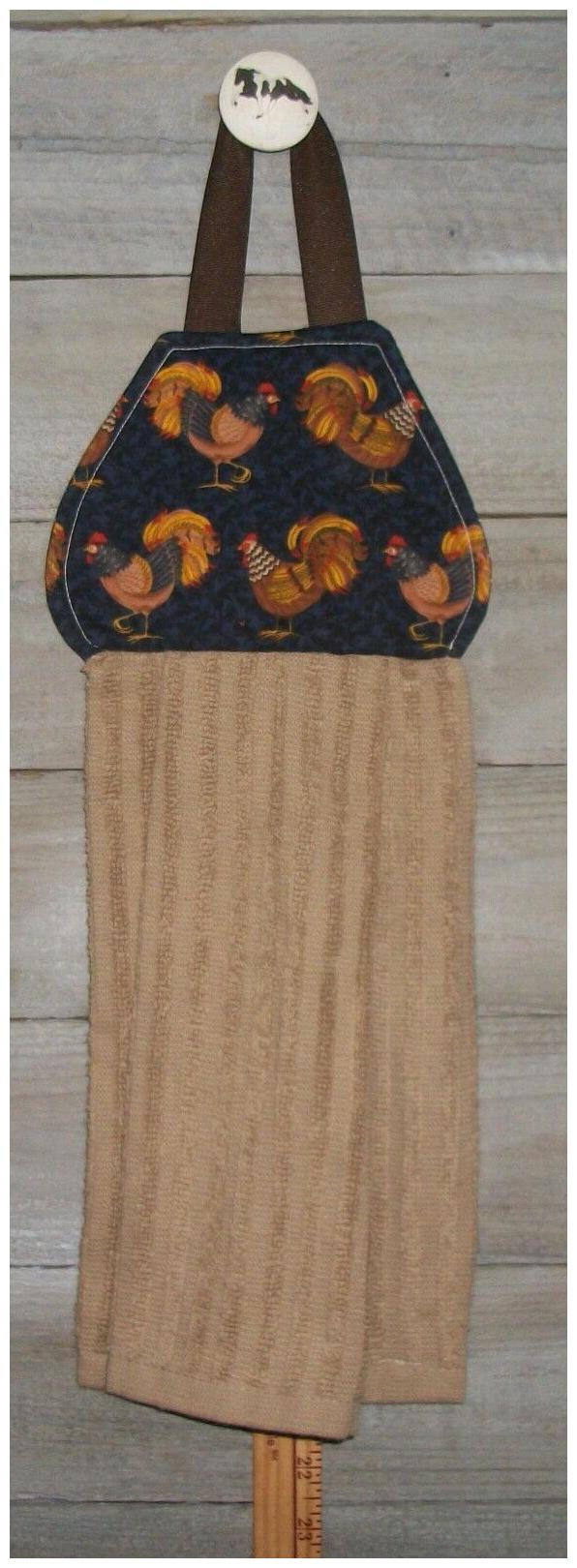 

Roosters Hens Chicken Wire Chickens Hanging Kitchen hand Oven Dishtowel Handmade