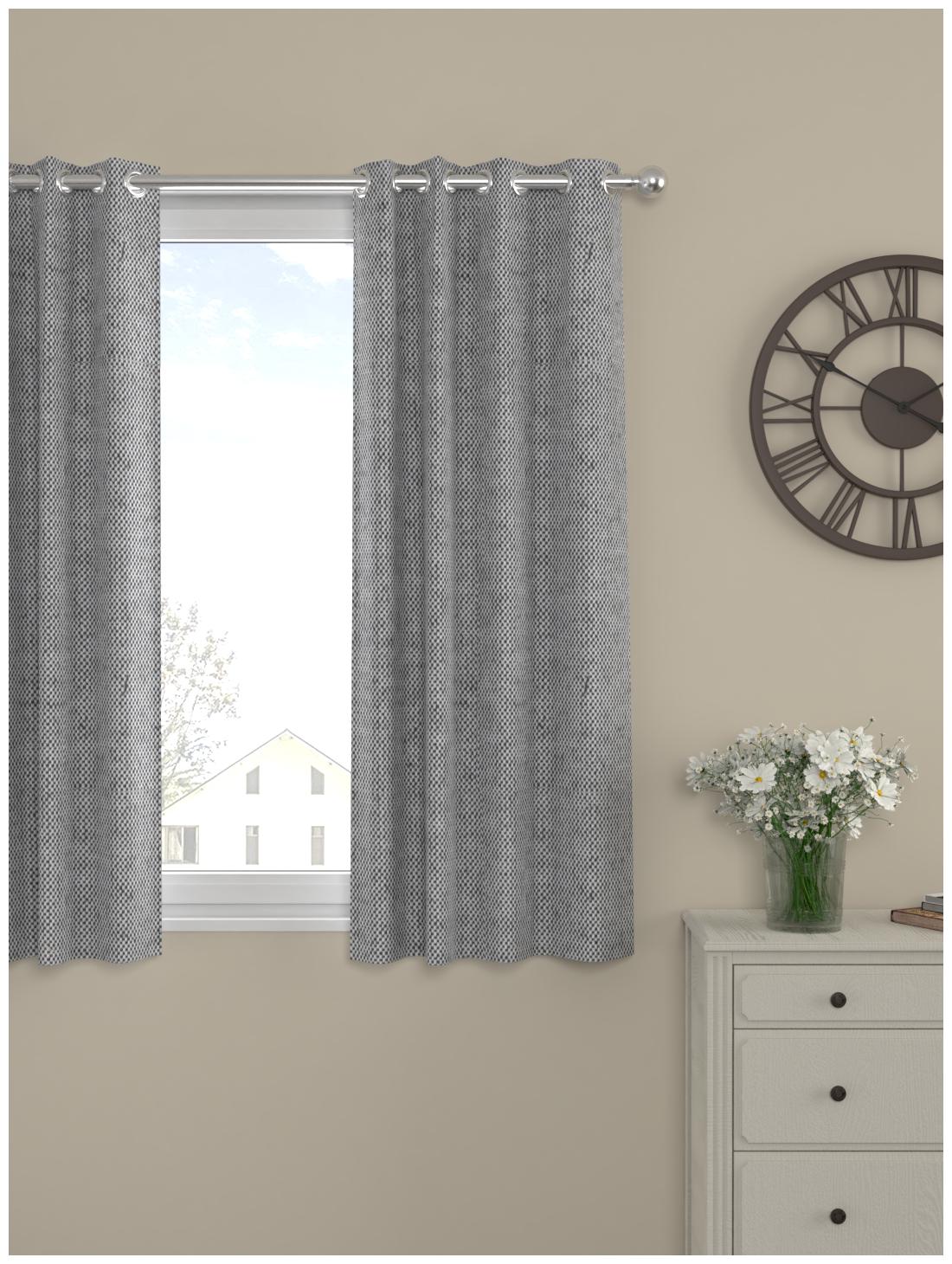 

Rosara Home Poly Cotton Window Blackout Grey Regular Curtain ( Eyelet Closure Solid )