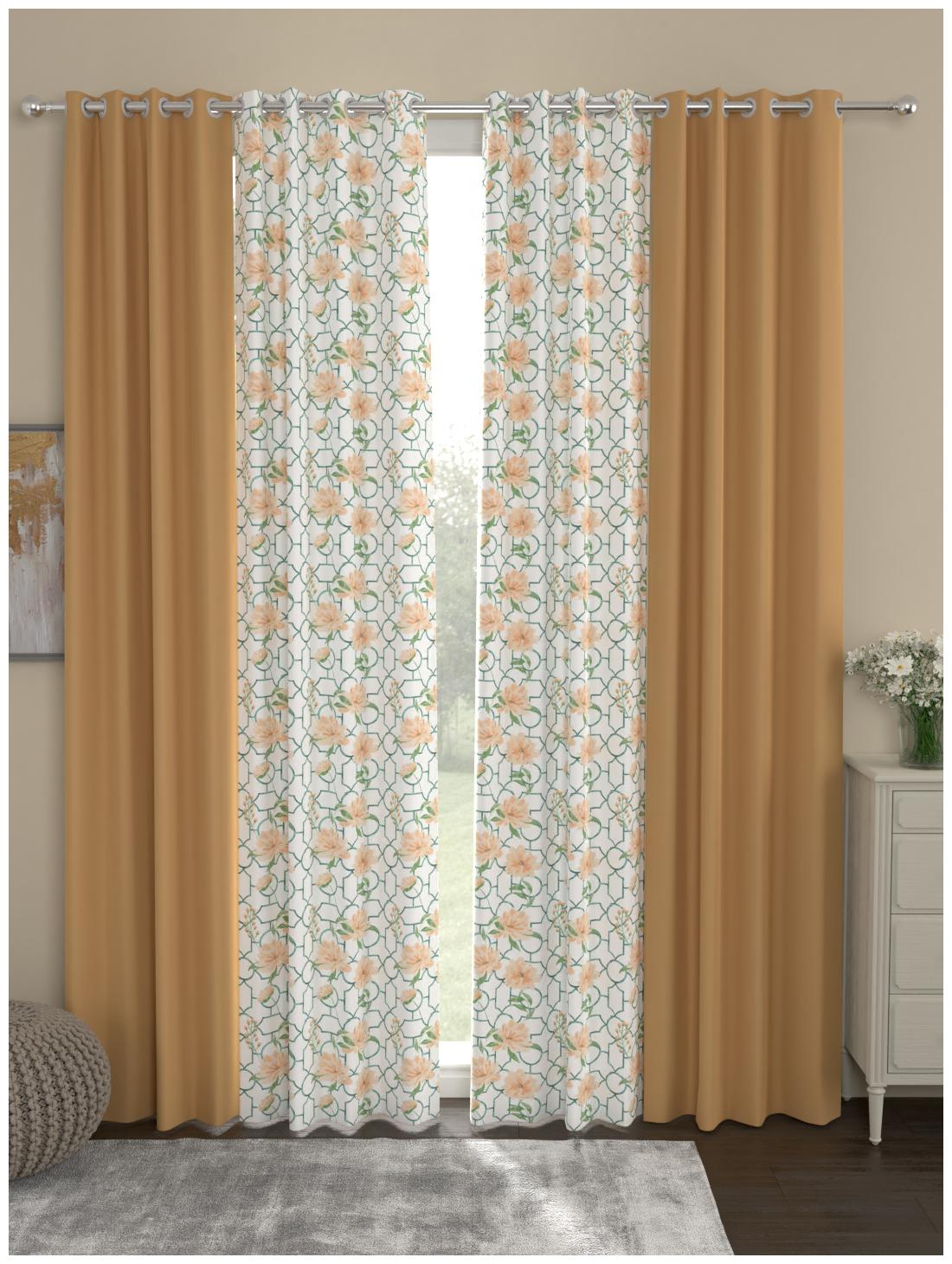 

Rosara Home Polyester Door Blackout Brown Regular Curtain ( Eyelet Closure Printed )