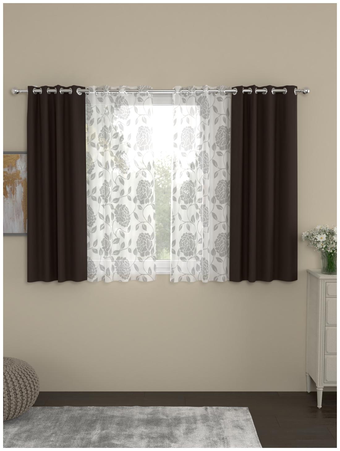 

Rosara Home Polyester Window Blackout Brown Regular Curtain ( Eyelet Closure Floral )