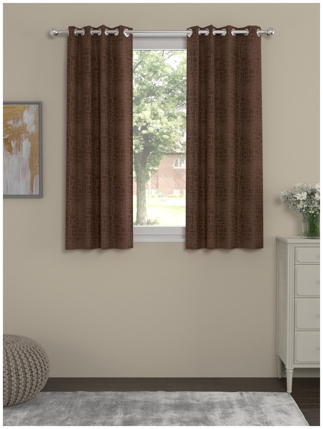 

Rosara Home Polyester Window Semi Transparent Brown Regular Curtain ( Eyelet Closure Motif )