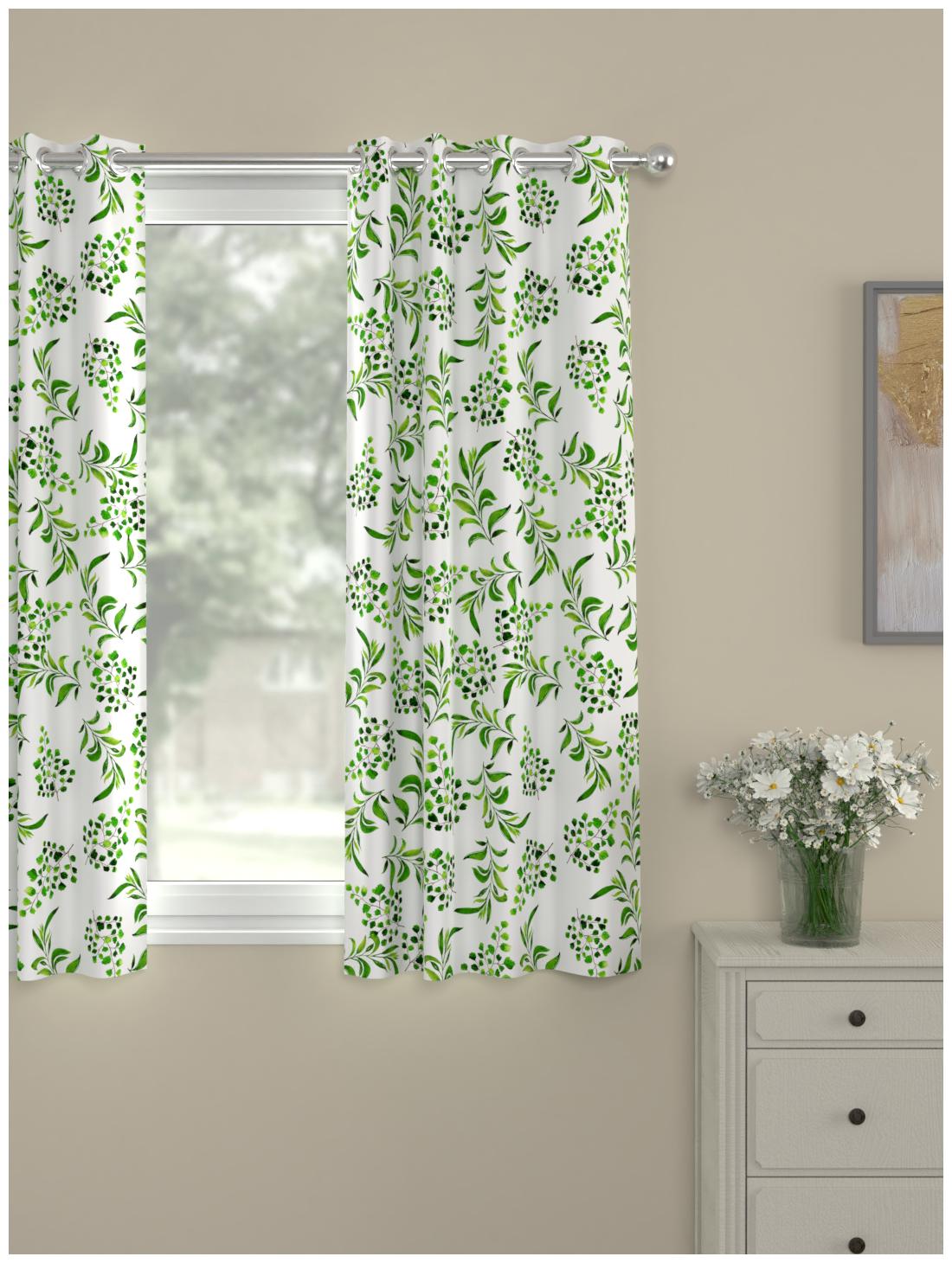 

Rosara Home Polyester Window Blackout Green Regular Curtain ( Eyelet Closure Printed )