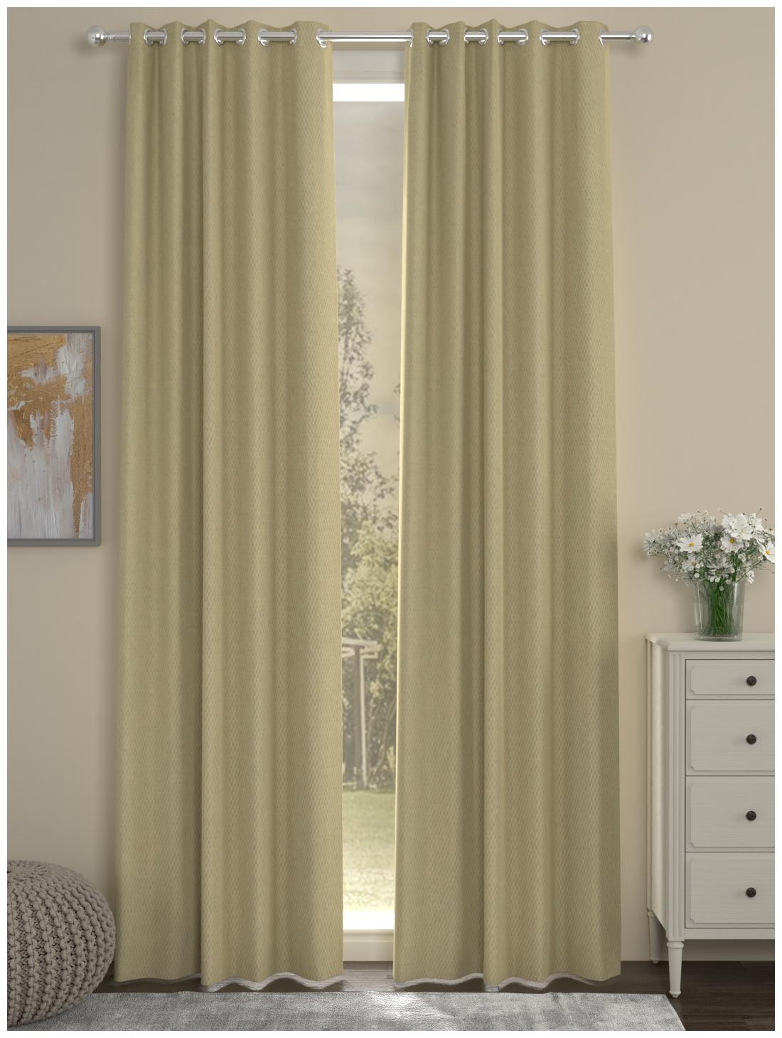 

Rosara Home Cotton Door Blackout Beige Regular Curtain ( Eyelet Closure Solid )