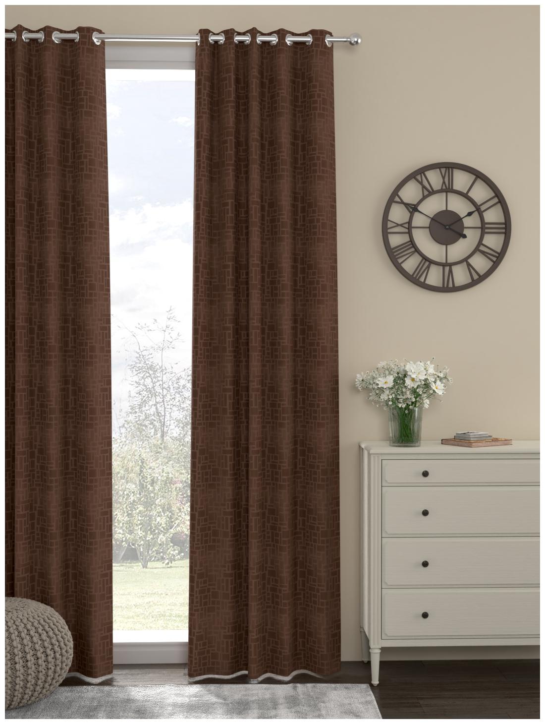 

Rosara Home Polyester Door Semi Transparent Brown Regular Curtain ( Eyelet Closure Motif )