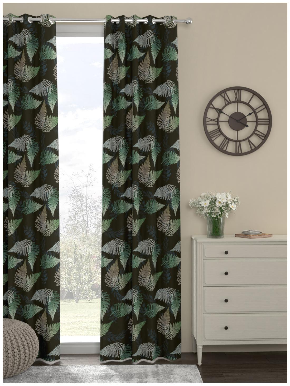 

Rosara Home Polyester Long Door Blackout Black Regular Curtain ( Eyelet Closure Printed )