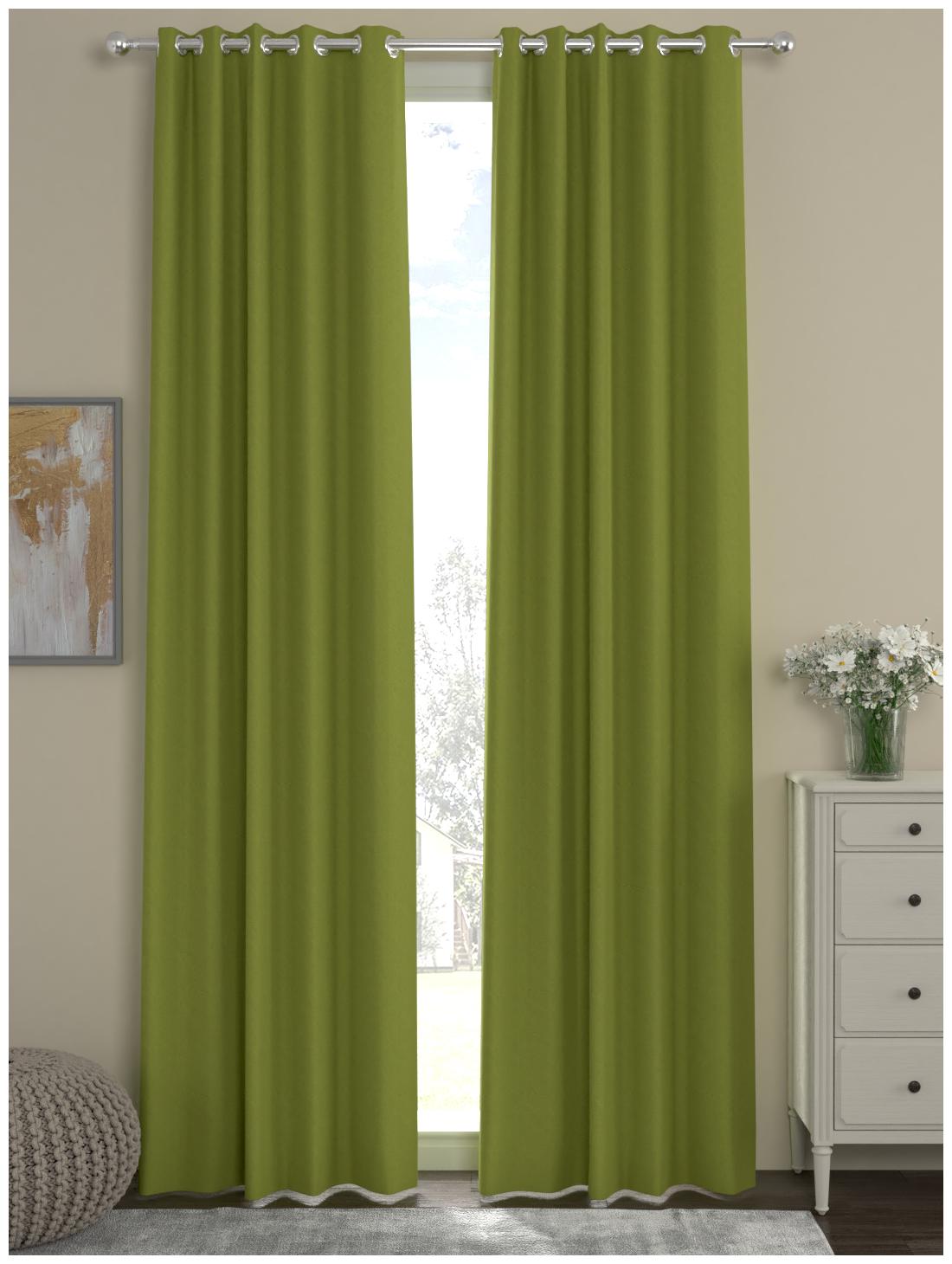 

Rosara Home Polyester Long Door Blackout Green Regular Curtain ( Eyelet Closure Solid )