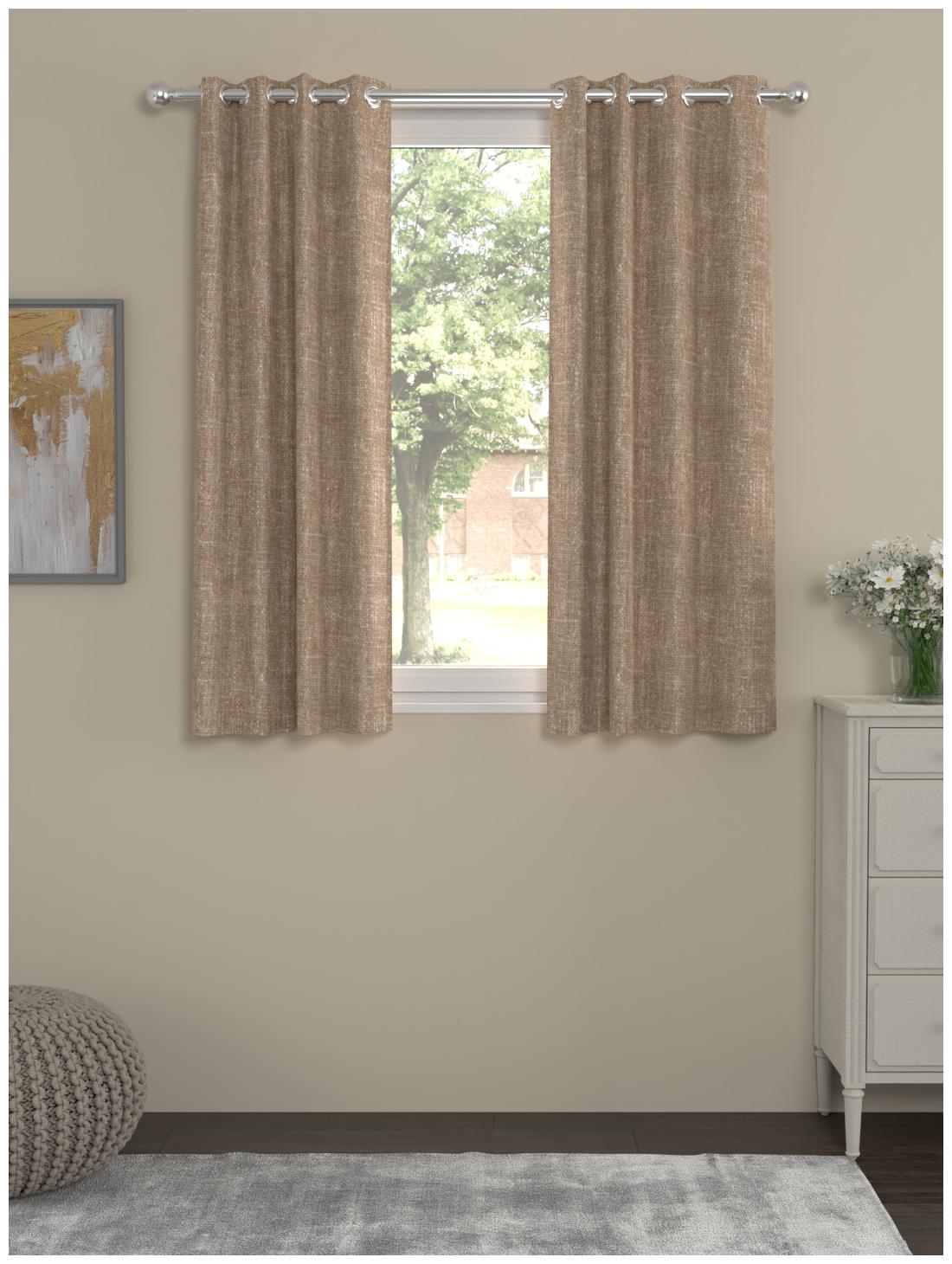 

Rosara Home Poly Cotton Window Blackout Beige Regular Curtain ( Eyelet Closure Solid )