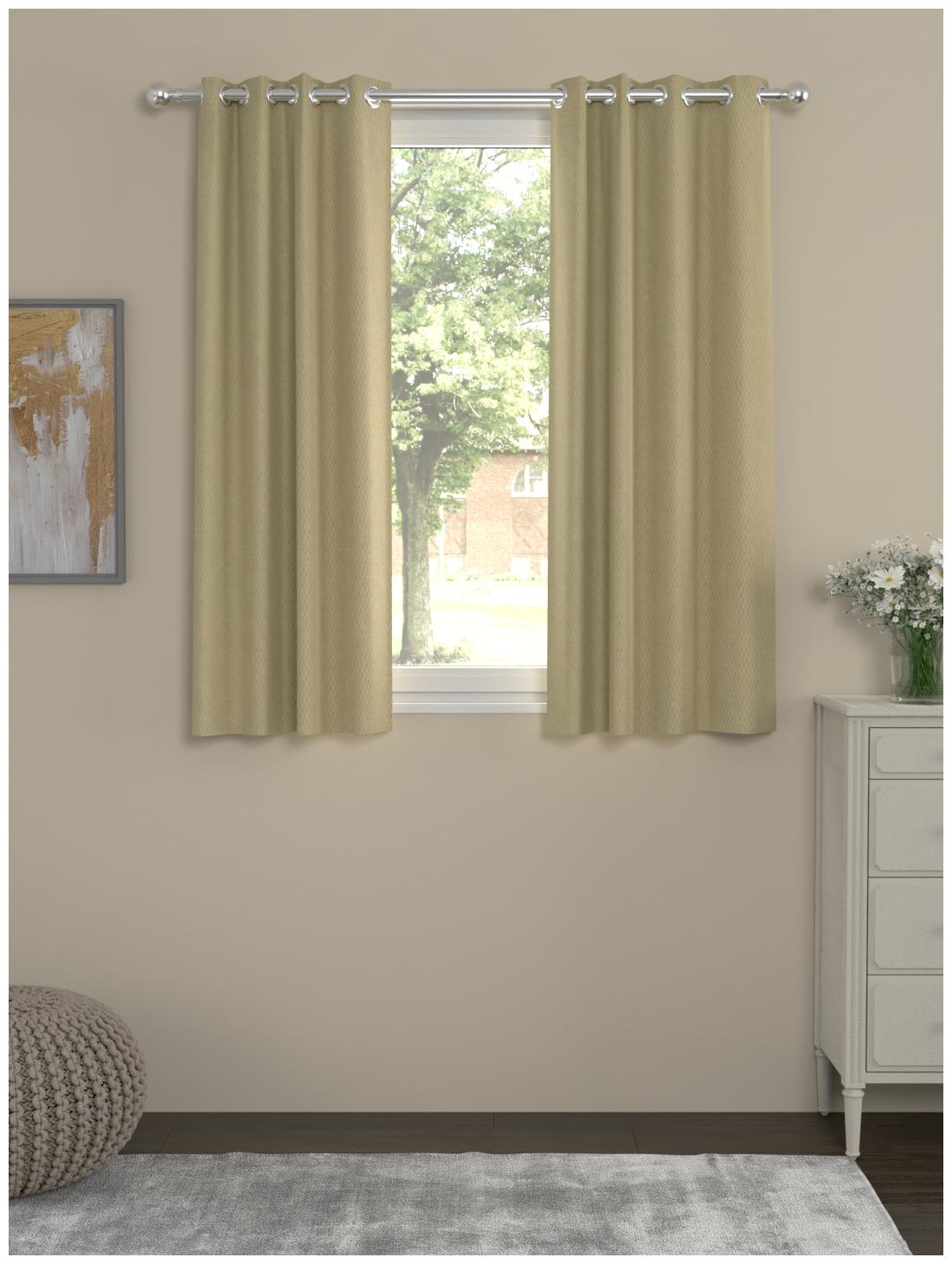 

Rosara Home Cotton Window Blackout Beige Regular Curtain ( Eyelet Closure Solid )