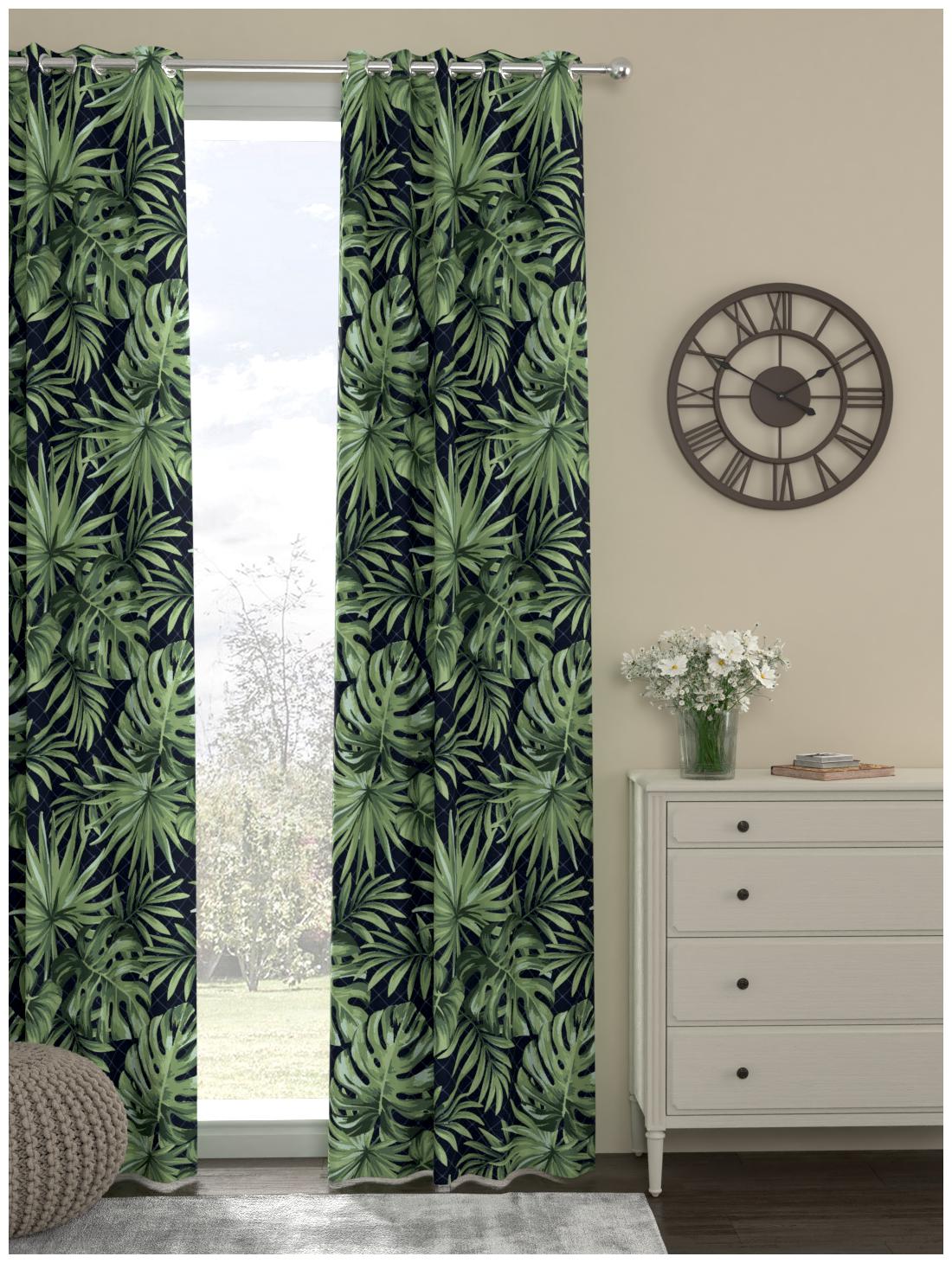 

Rosara Home Polyester Door Blackout Green Regular Curtain ( Eyelet Closure Printed )