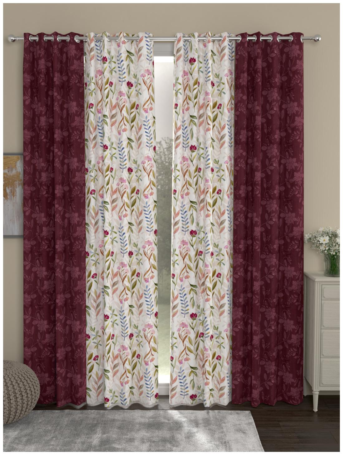 

Rosara Home Polyester Door Blackout Maroon Regular Curtain ( Eyelet Closure Motif )