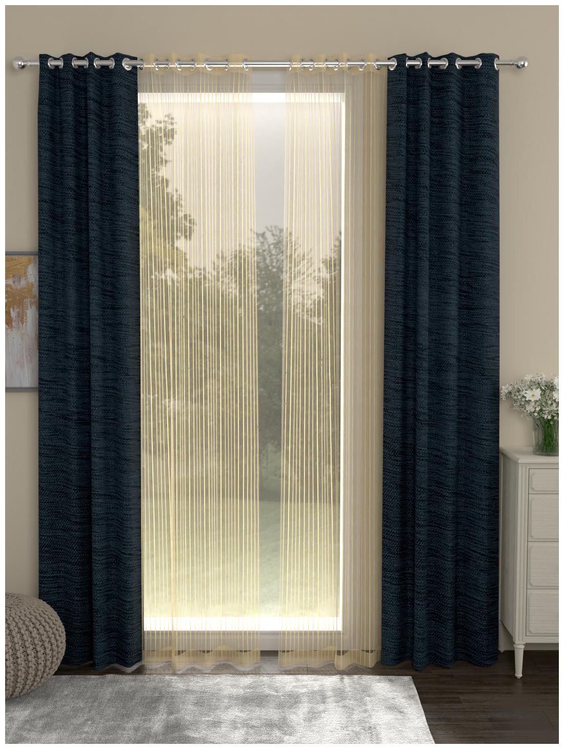 

Rosara Home Polyester Door Blackout Blue Regular Curtain ( Eyelet Closure Solid )