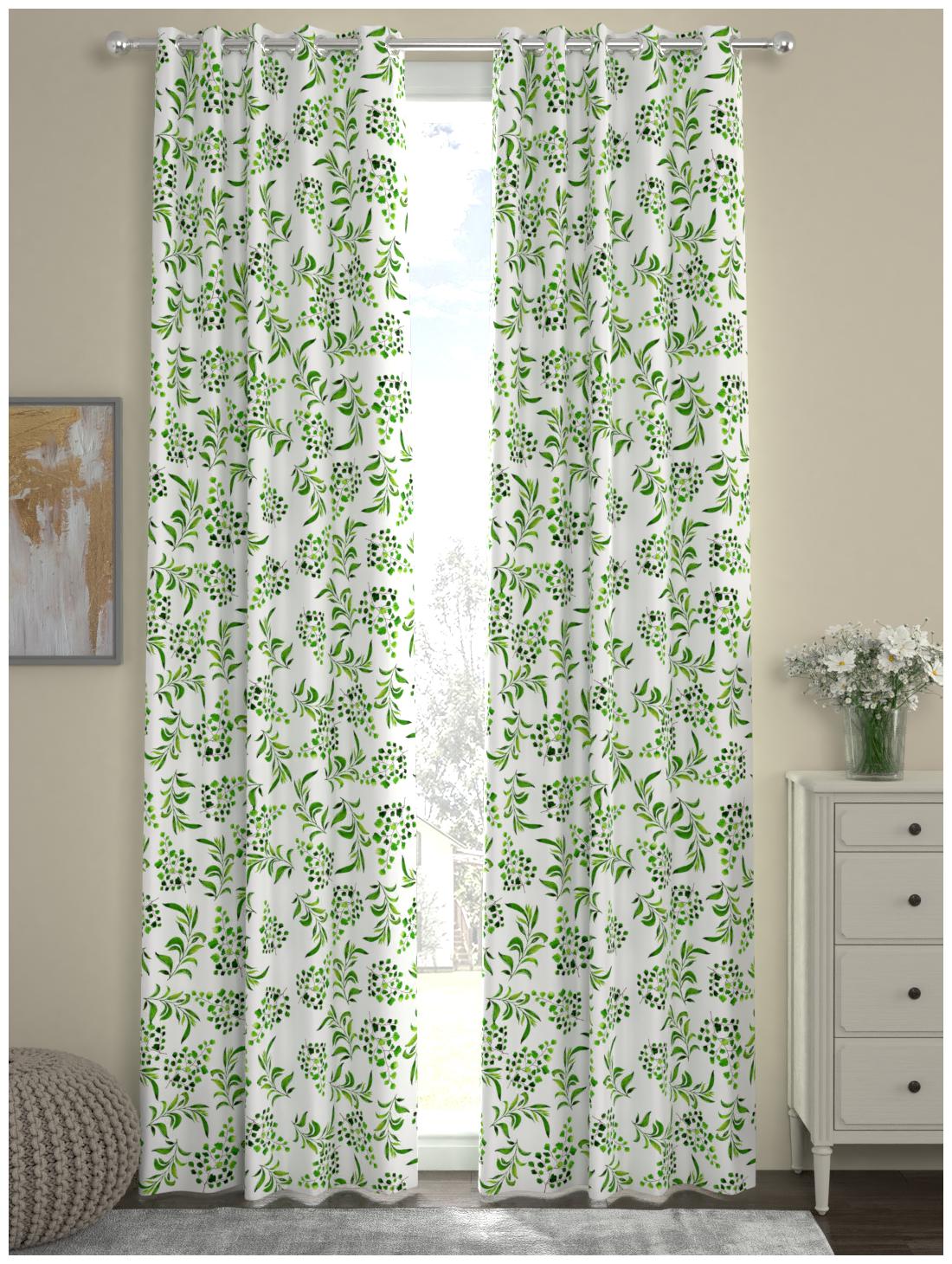 

Rosara Home Polyester Long Door Blackout Green Regular Curtain ( Eyelet Closure Printed )