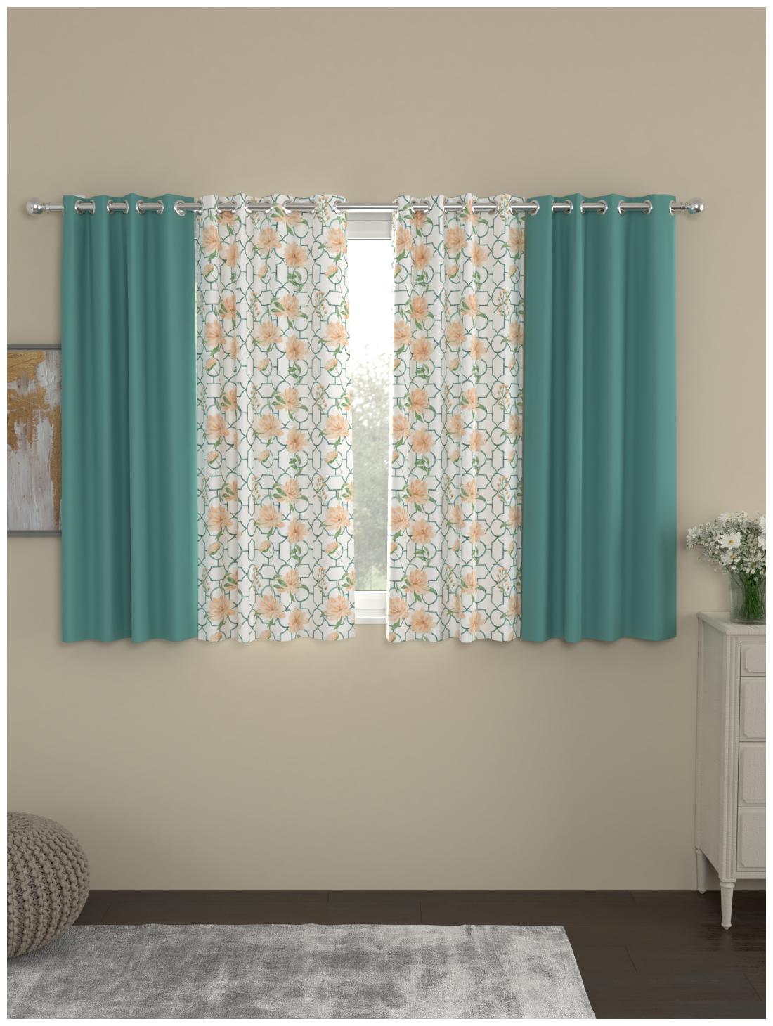 

Rosara Home Polyester Window Blackout Green Regular Curtain ( Eyelet Closure Printed )