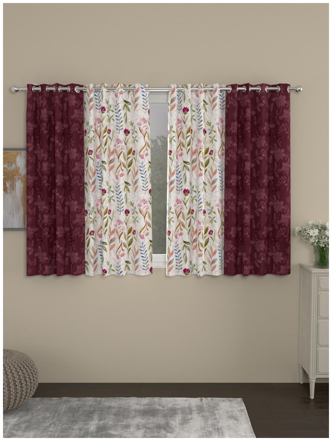 

Rosara Home Polyester Window Blackout Maroon Regular Curtain ( Eyelet Closure Motif )