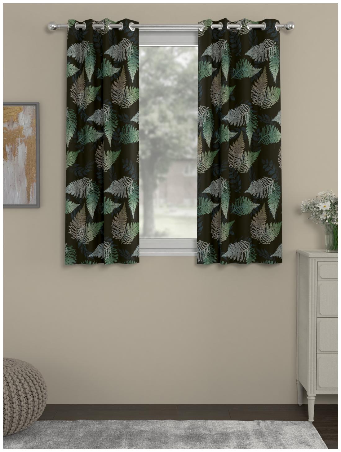 

Rosara Home Polyester Window Blackout Black Regular Curtain ( Eyelet Closure Printed )
