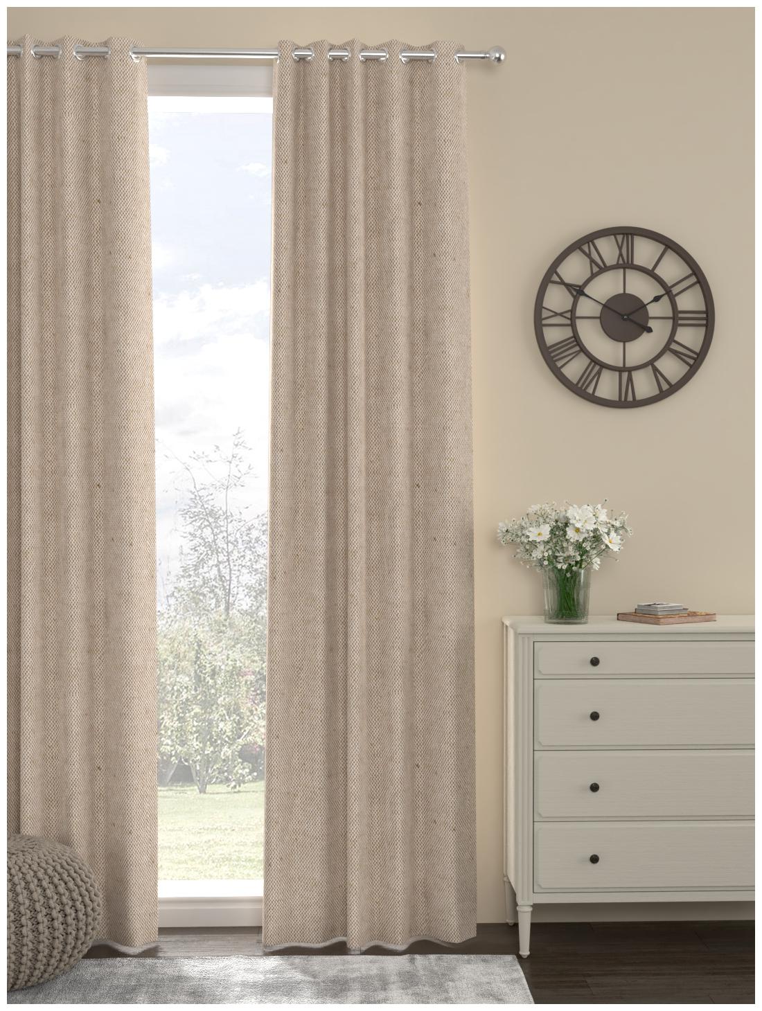 

Rosara Home Poly Cotton Door Blackout Beige Regular Curtain ( Eyelet Closure Solid )