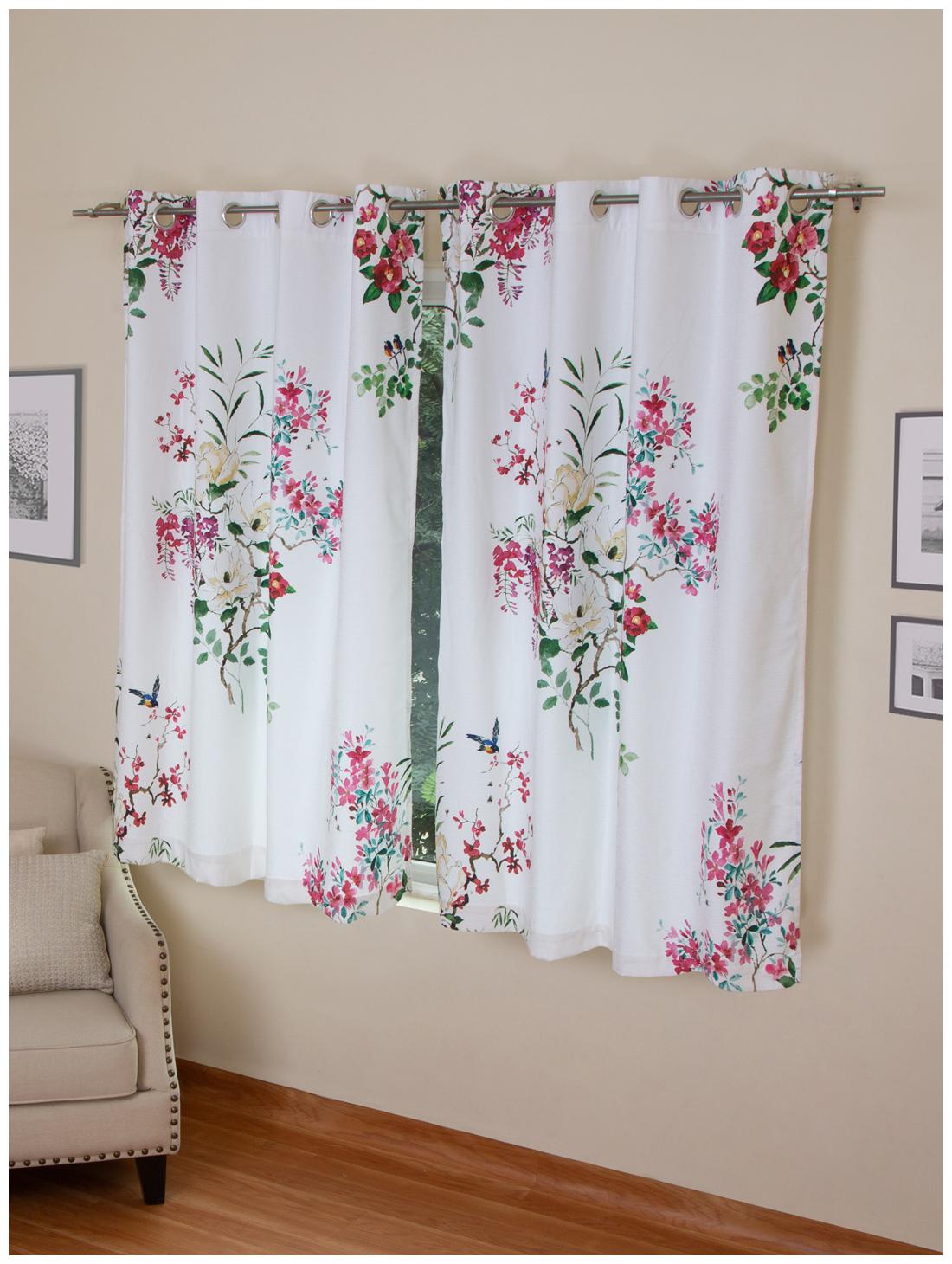 

Rosara Home Polyester Window Semi Transparent Multi Regular Curtain ( Eyelet Closure Floral )