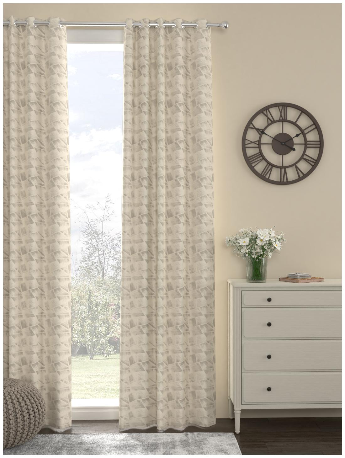 

Rosara Home Polyester Door Semi Transparent Beige Regular Curtain ( Eyelet Closure Motif )