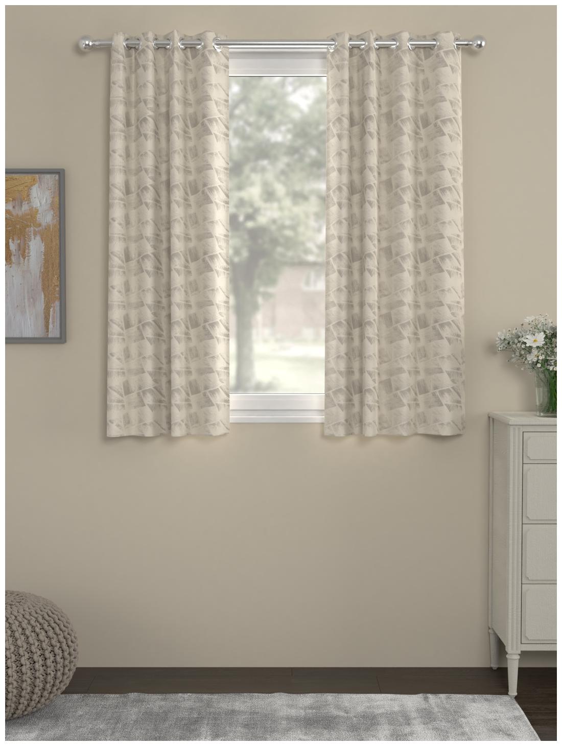 

Rosara Home Polyester Window Semi Transparent Beige Regular Curtain ( Eyelet Closure Motif )