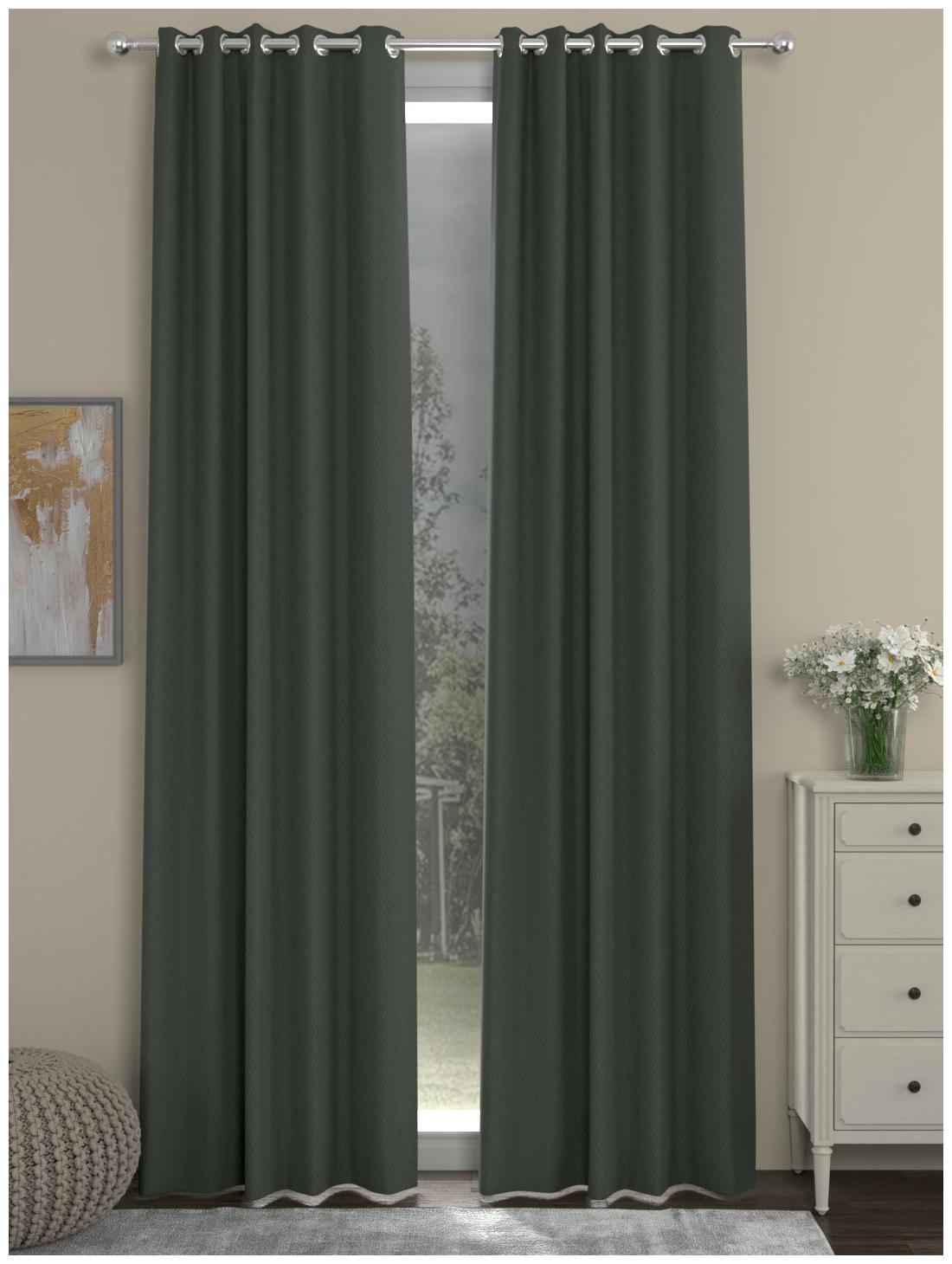 

Rosara Home Cotton Door Blackout Grey Regular Curtain ( Eyelet Closure Solid )
