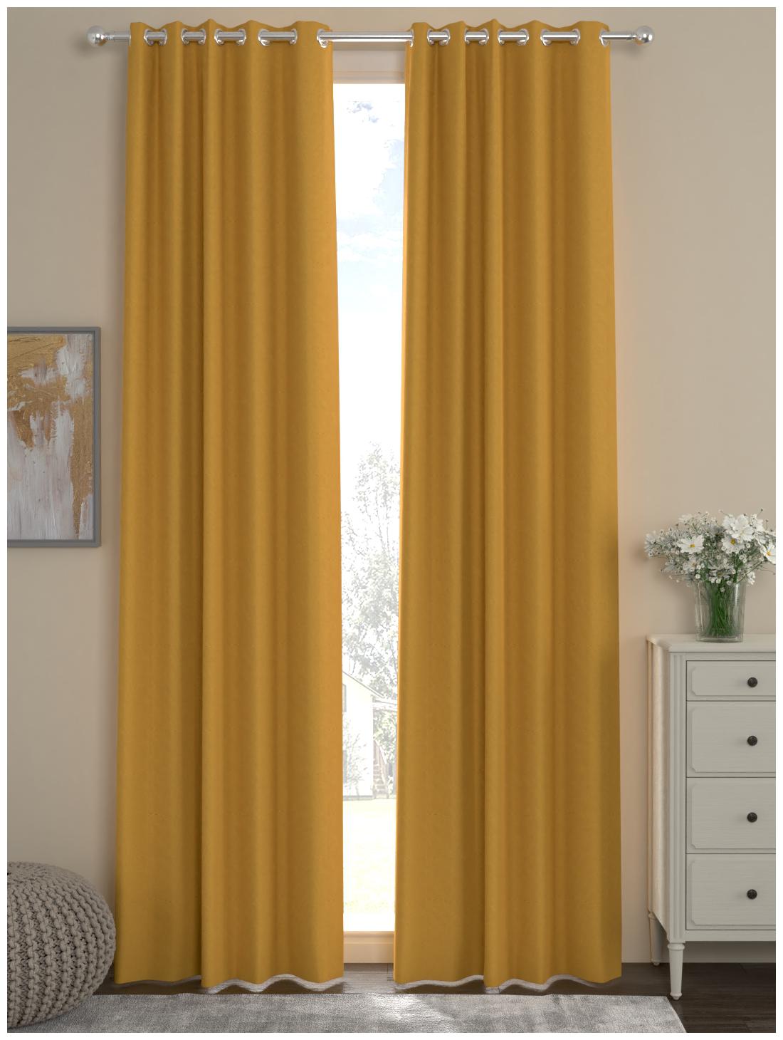 

Rosara Home Polyester Long Door Blackout Mustard Regular Curtain ( Eyelet Closure Solid )