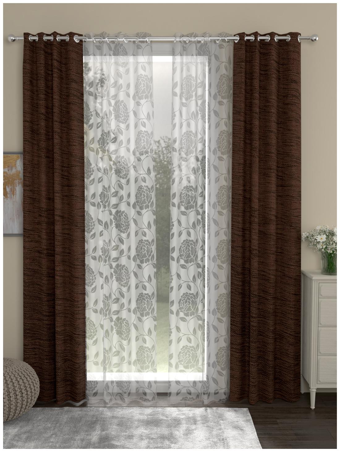 

Rosara Home Polyester Door Blackout Brown Regular Curtain ( Eyelet Closure Solid )