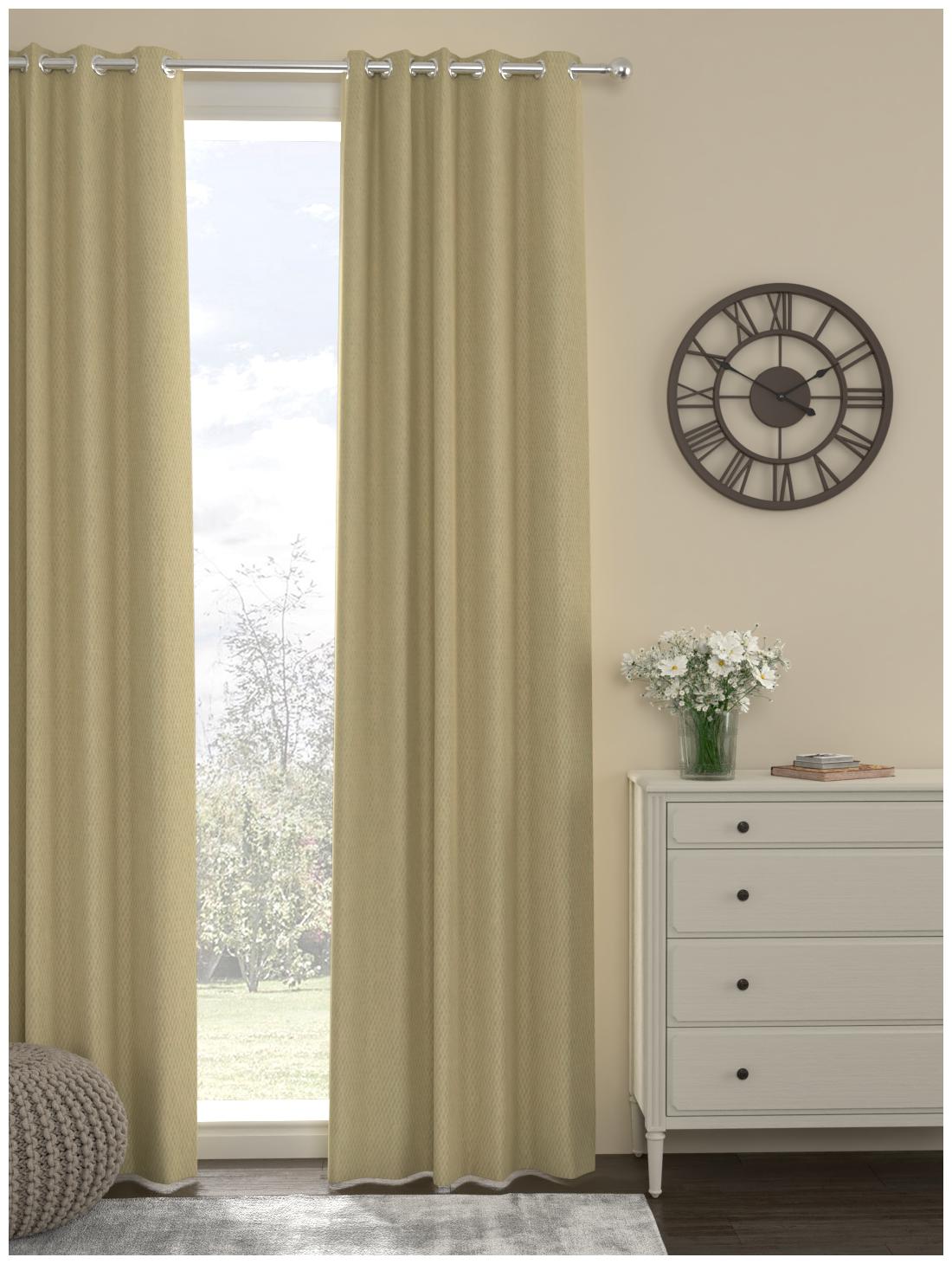 

Rosara Home Cotton Long Door Blackout Beige Regular Curtain ( Eyelet Closure Solid )