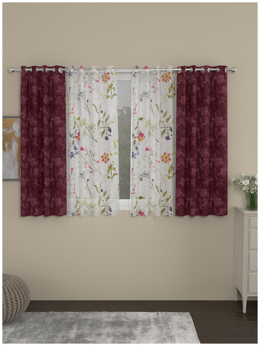 

Rosara Home Polyester Window Blackout Maroon Regular Curtain ( Eyelet Closure Motif )