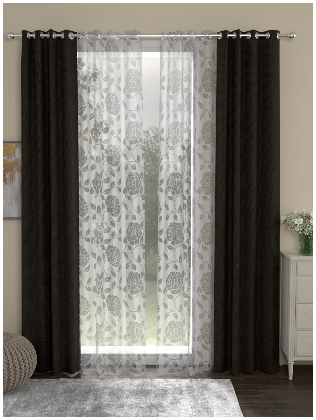

Rosara Home Cotton Door Blackout Brown Regular Curtain ( Eyelet Closure Solid )