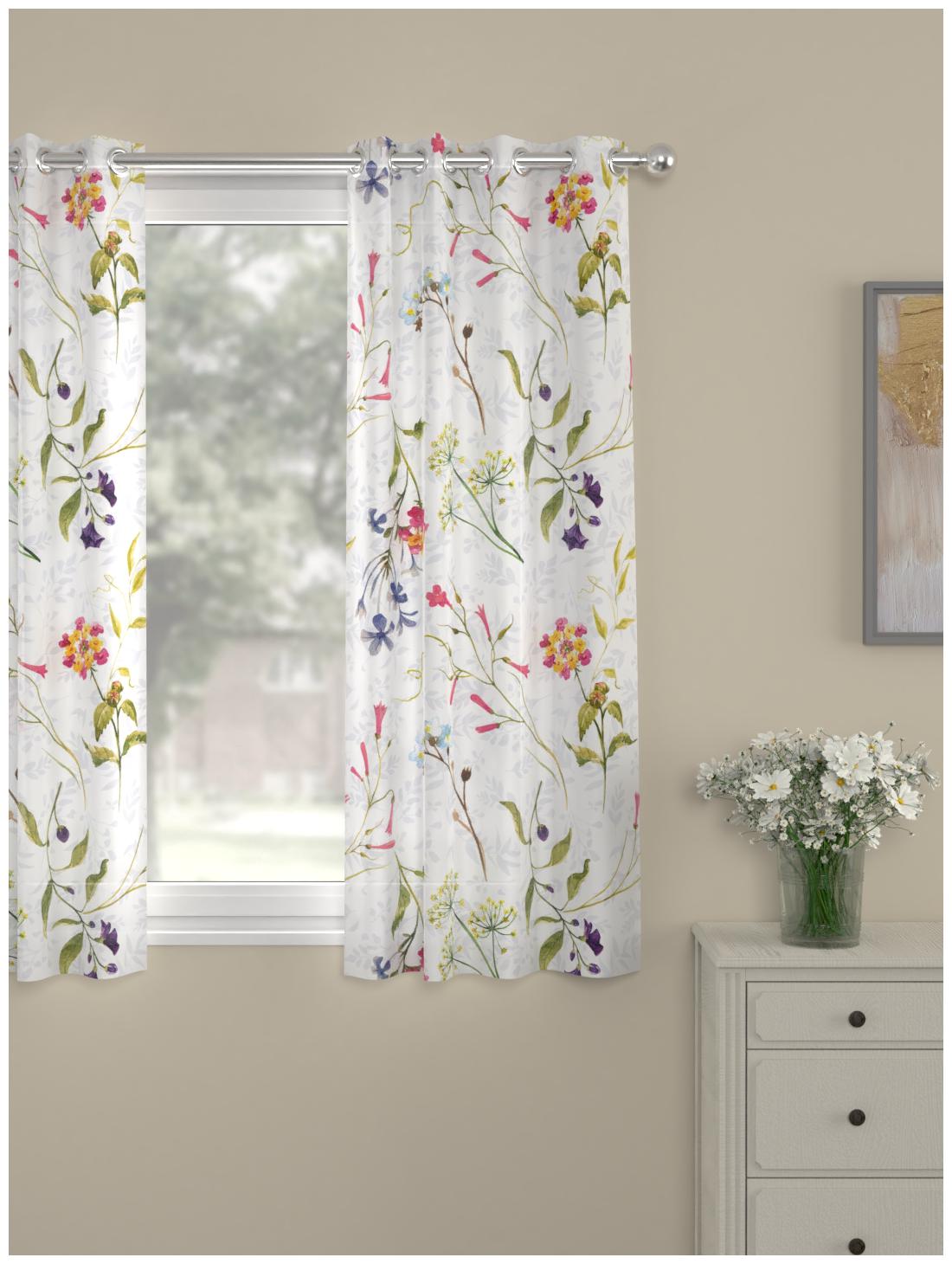 

Rosara Home Polyester Window Transparent Multi Sheer Curtain ( Eyelet Closure Floral )