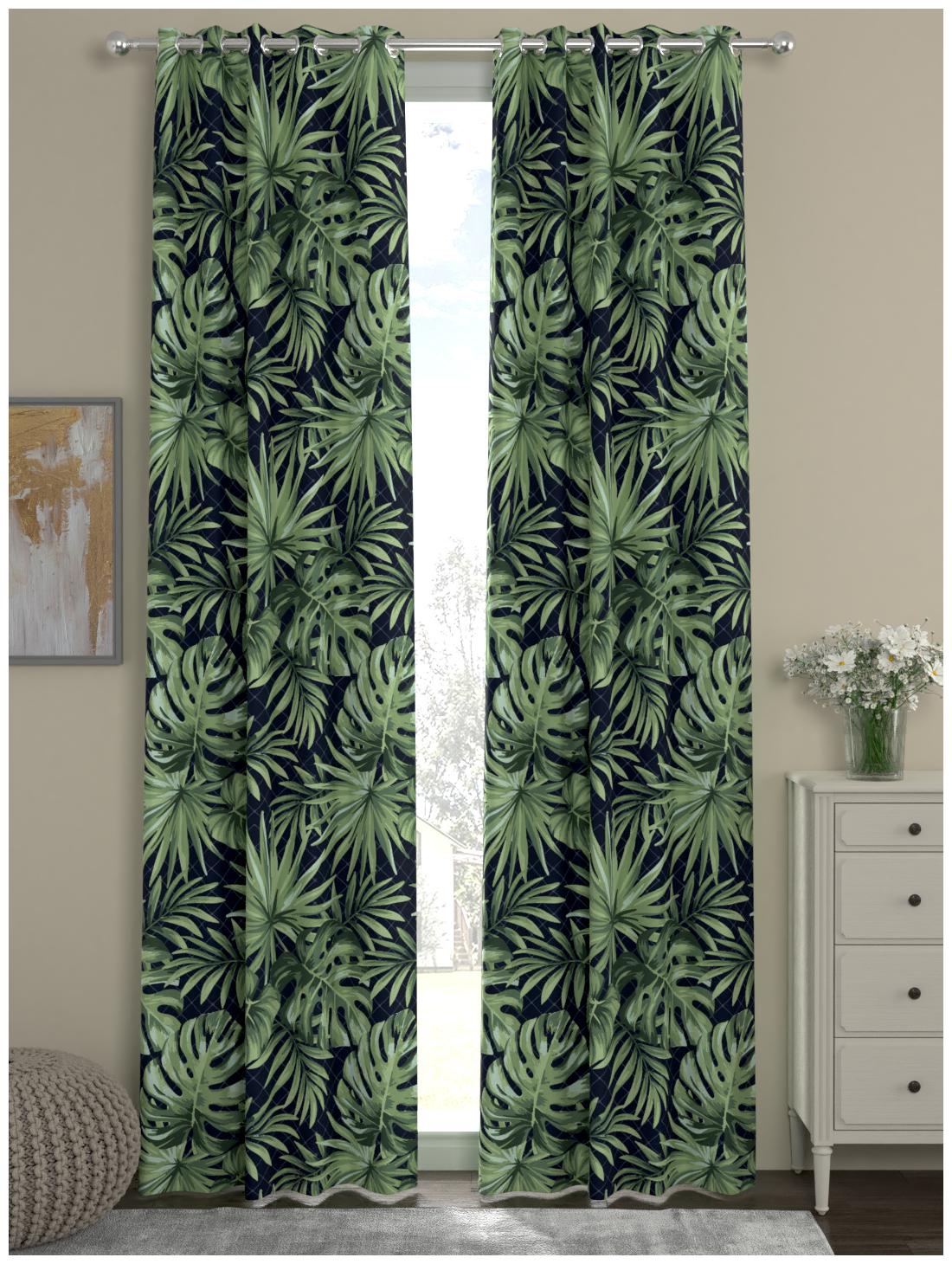 

Rosara Home Polyester Door Blackout Green Regular Curtain ( Eyelet Closure Printed )