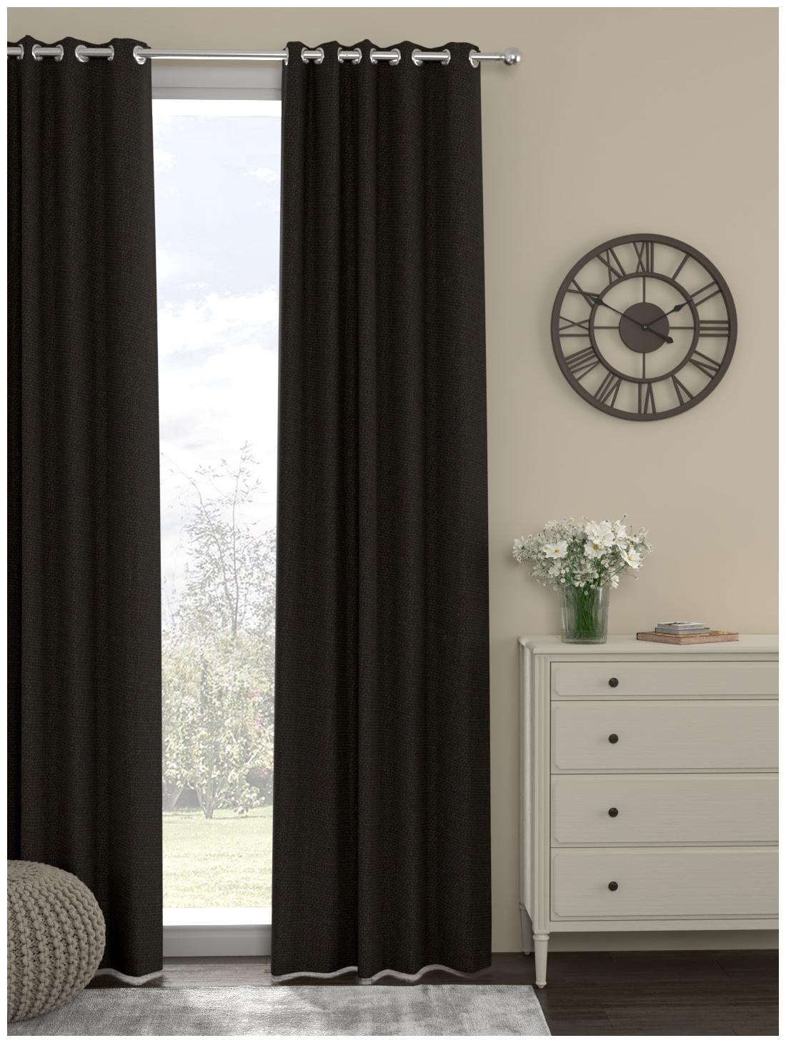 

Rosara Home Cotton Long Door Blackout Brown Regular Curtain ( Eyelet Closure Solid )