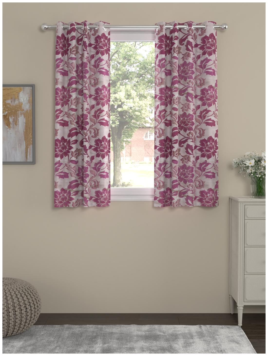 

Rosara Home Polyester Window Blackout Purple Regular Curtain ( Eyelet Closure Motif )