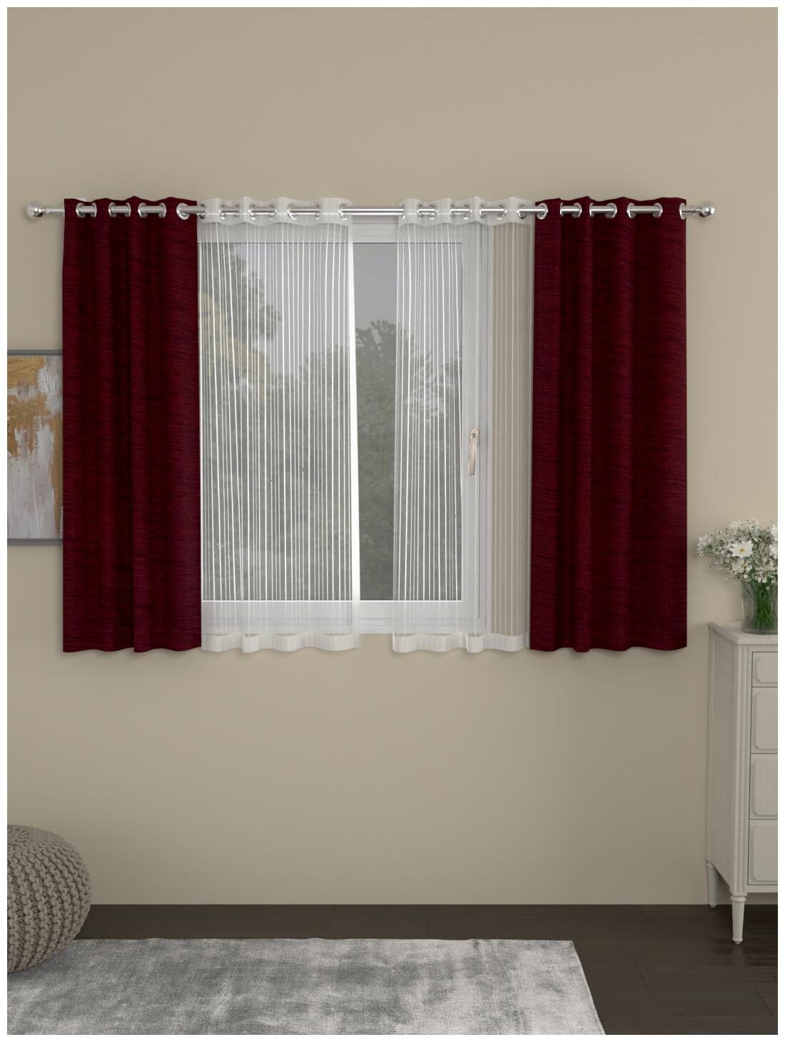 

Rosara Home Polyester Window Blackout Maroon Regular Curtain ( Eyelet Closure Solid )