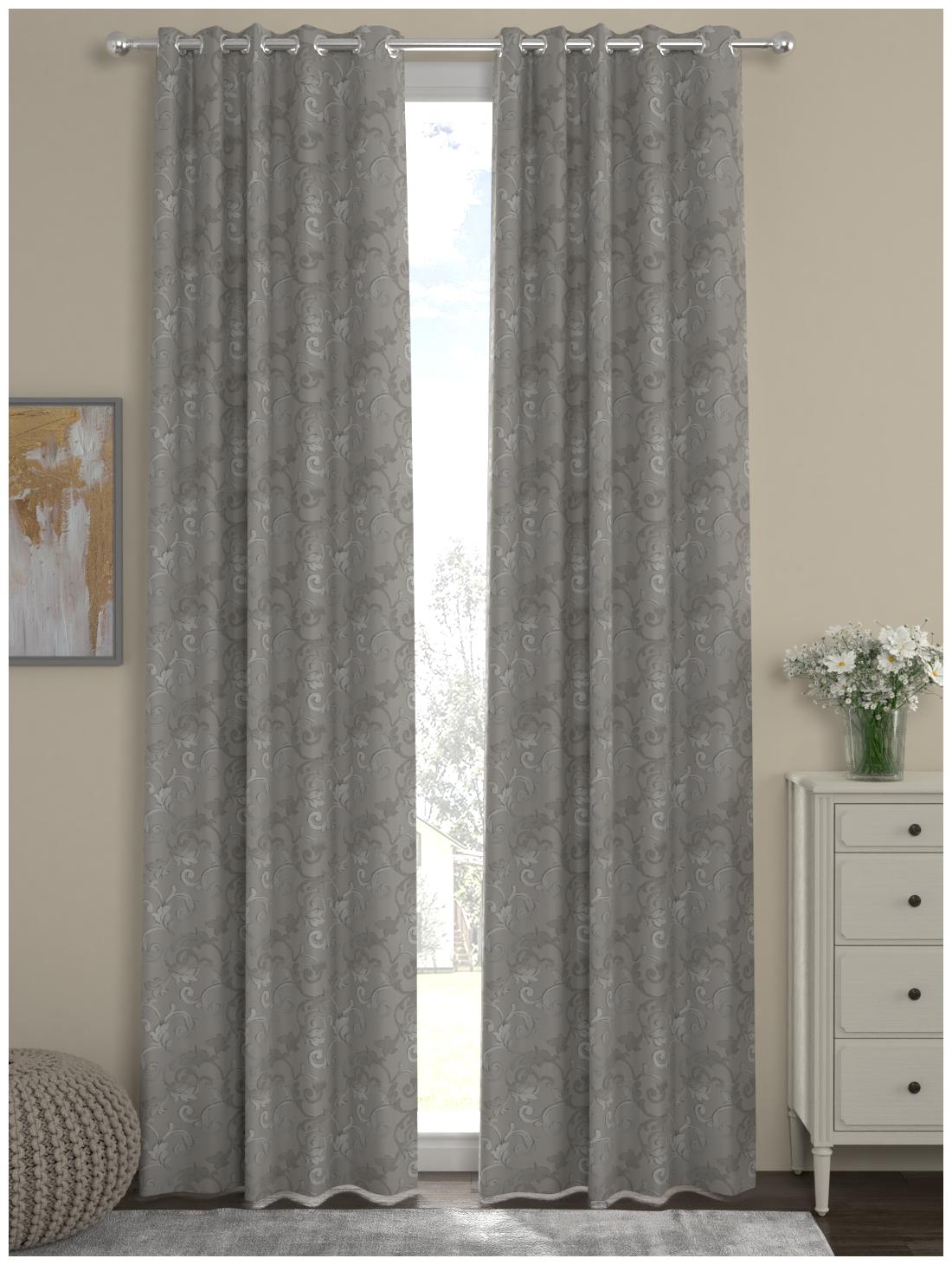 

Rosara Home Polyester Long Door Semi Transparent Grey Regular Curtain ( Eyelet Closure Motif )
