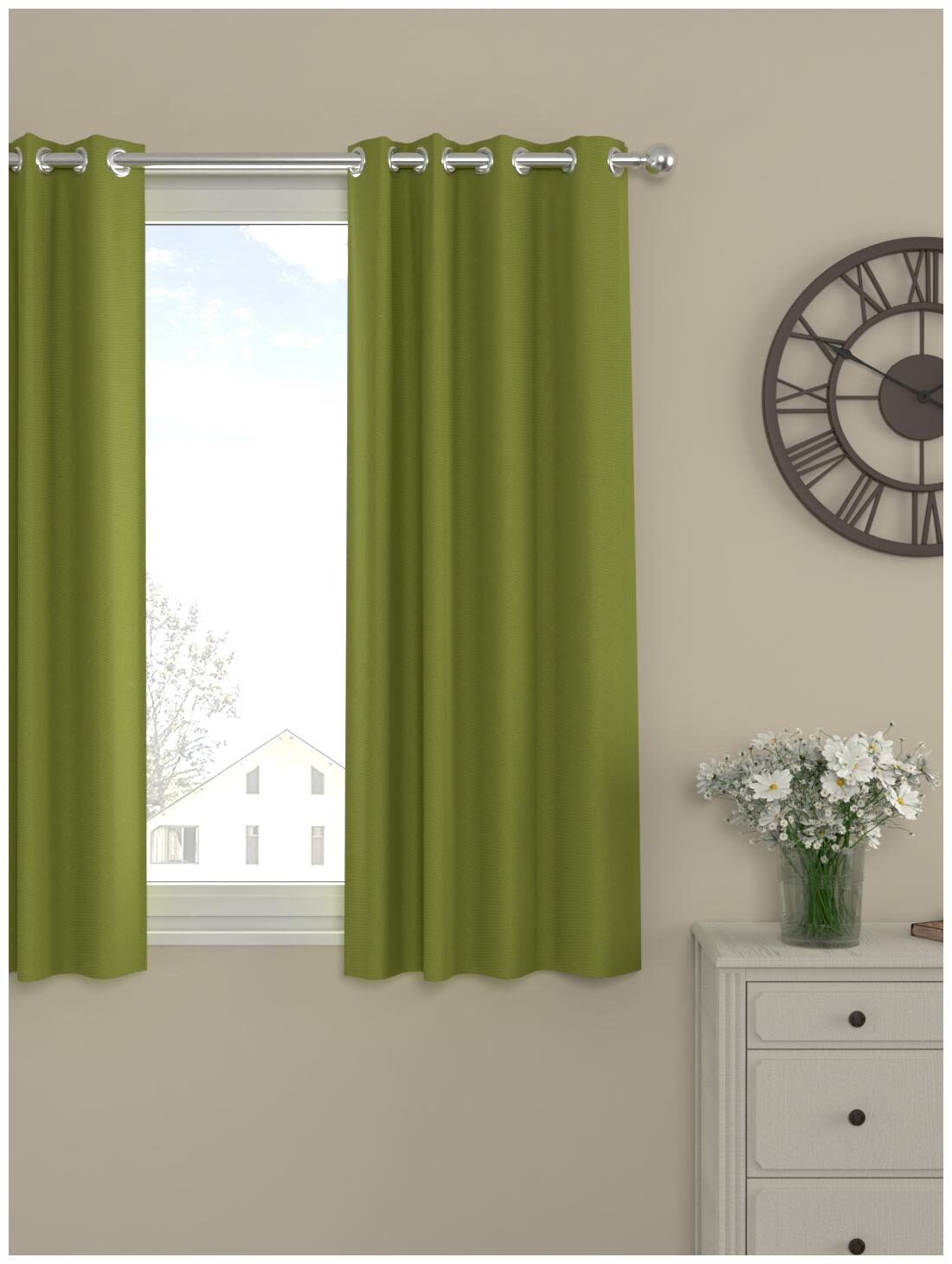 

Rosara Home Polyester Window Blackout Green Regular Curtain ( Eyelet Closure Solid )