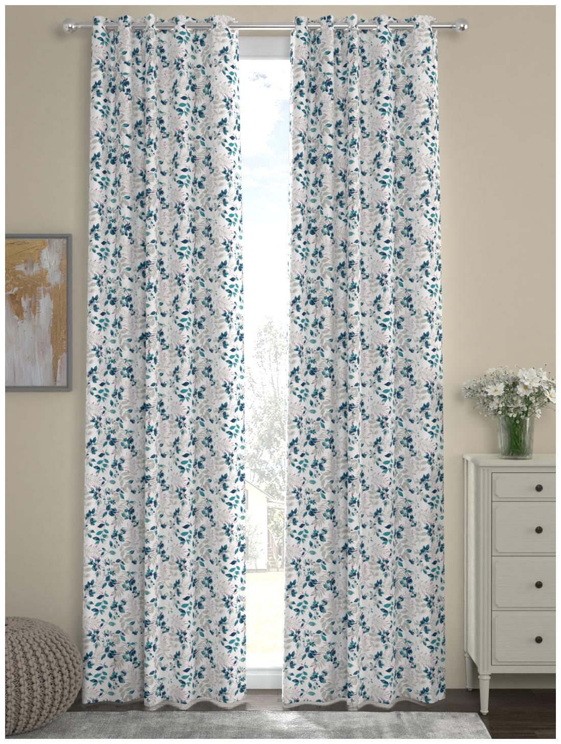 

Rosara Home Polyester Door Blackout Blue Regular Curtain ( Eyelet Closure Printed )