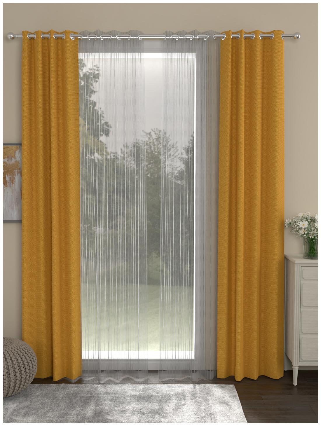 

Rosara Home Polyester Door Blackout Mustard Regular Curtain ( Eyelet Closure Solid )