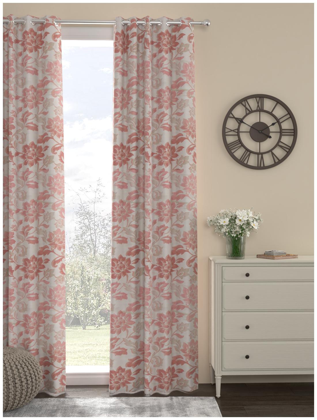 

Rosara Home Polyester Long Door Blackout Red Regular Curtain ( Eyelet Closure Motif )