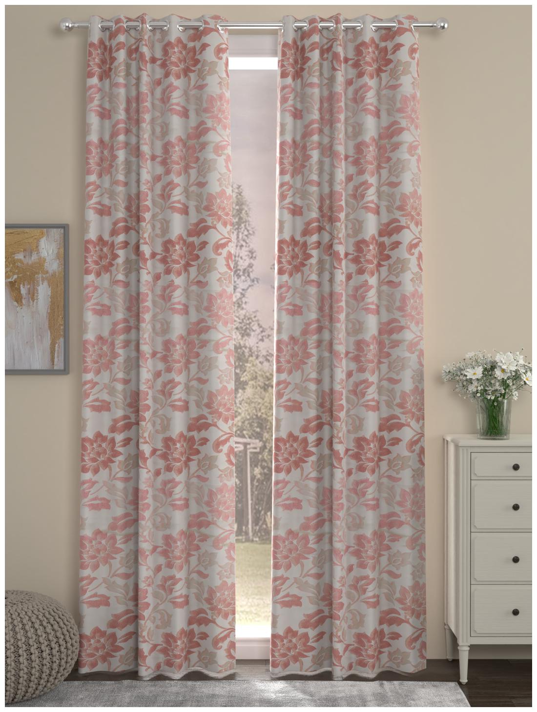 

Rosara Home Polyester Long Door Blackout Red Regular Curtain ( Eyelet Closure Motif )