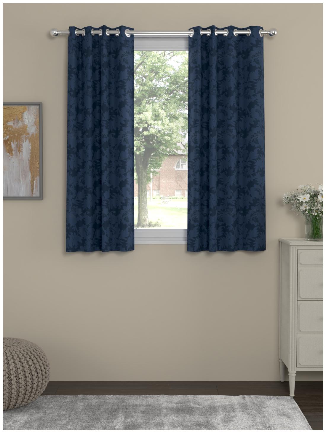 

Rosara Home Polyester Window Semi Transparent Blue Regular Curtain ( Eyelet Closure Motif )
