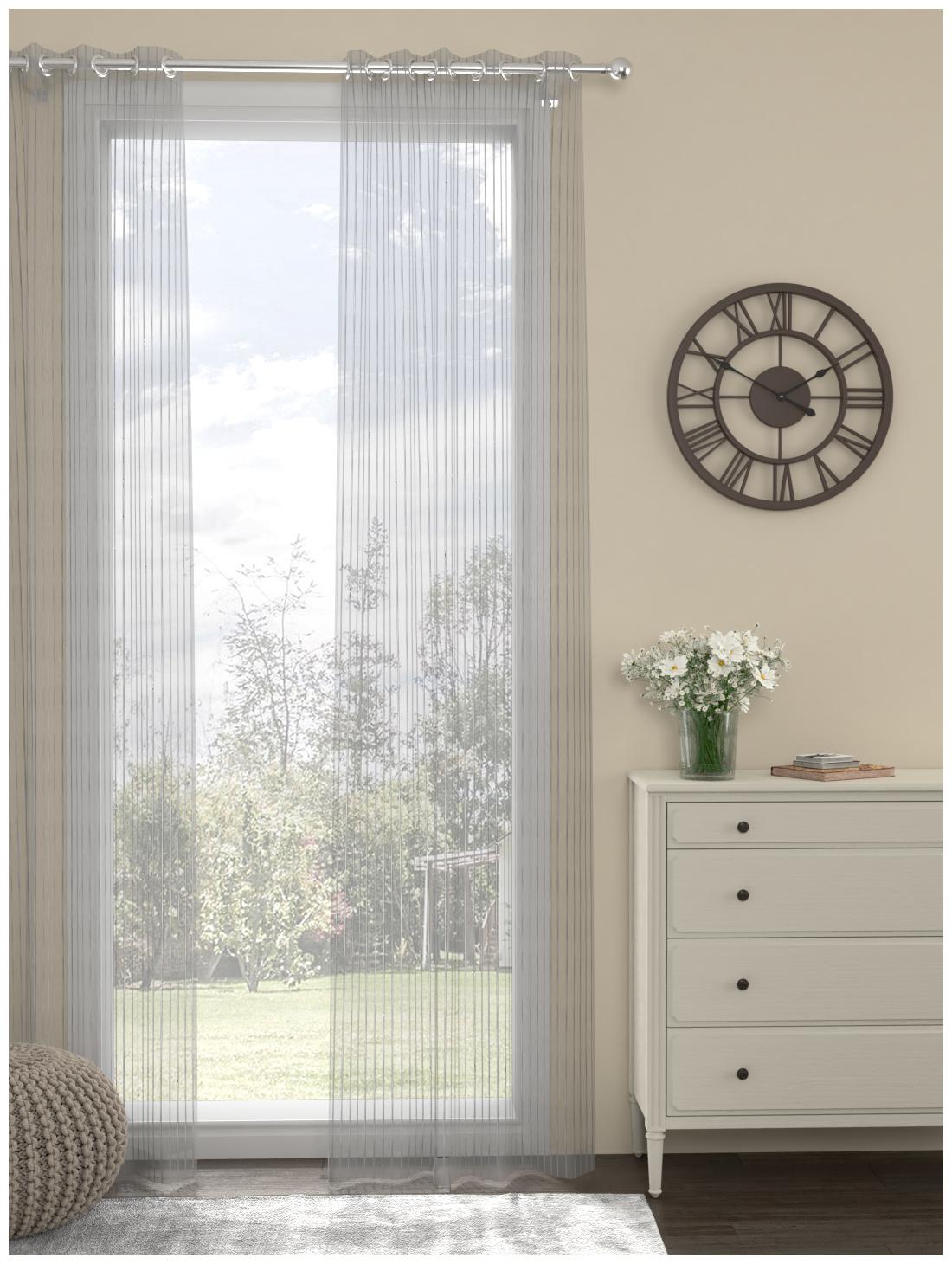 

Rosara Home Polyester Door Transparent Grey Sheer Curtain ( Eyelet Closure Striped )