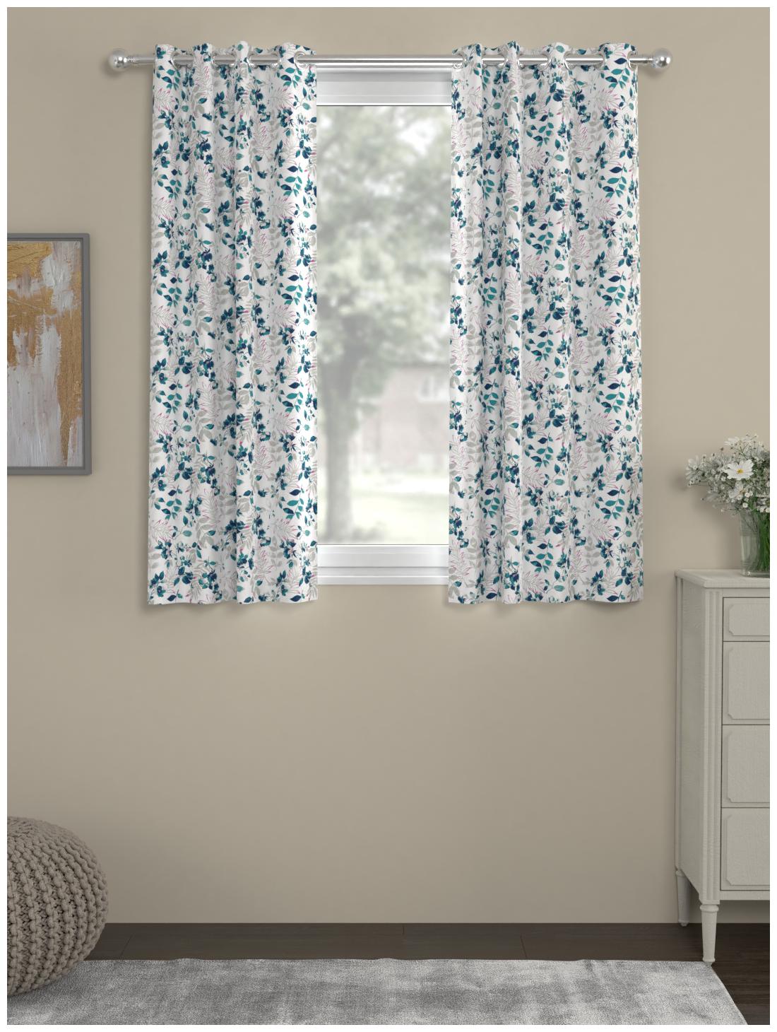 

Rosara Home Polyester Window Blackout Blue Regular Curtain ( Eyelet Closure Printed )