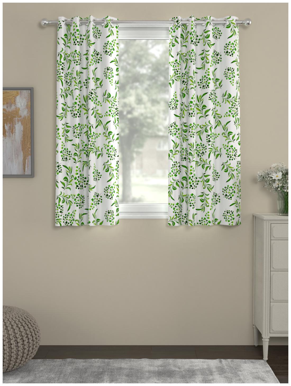 

Rosara Home Polyester Window Blackout Green Regular Curtain ( Eyelet Closure Printed )