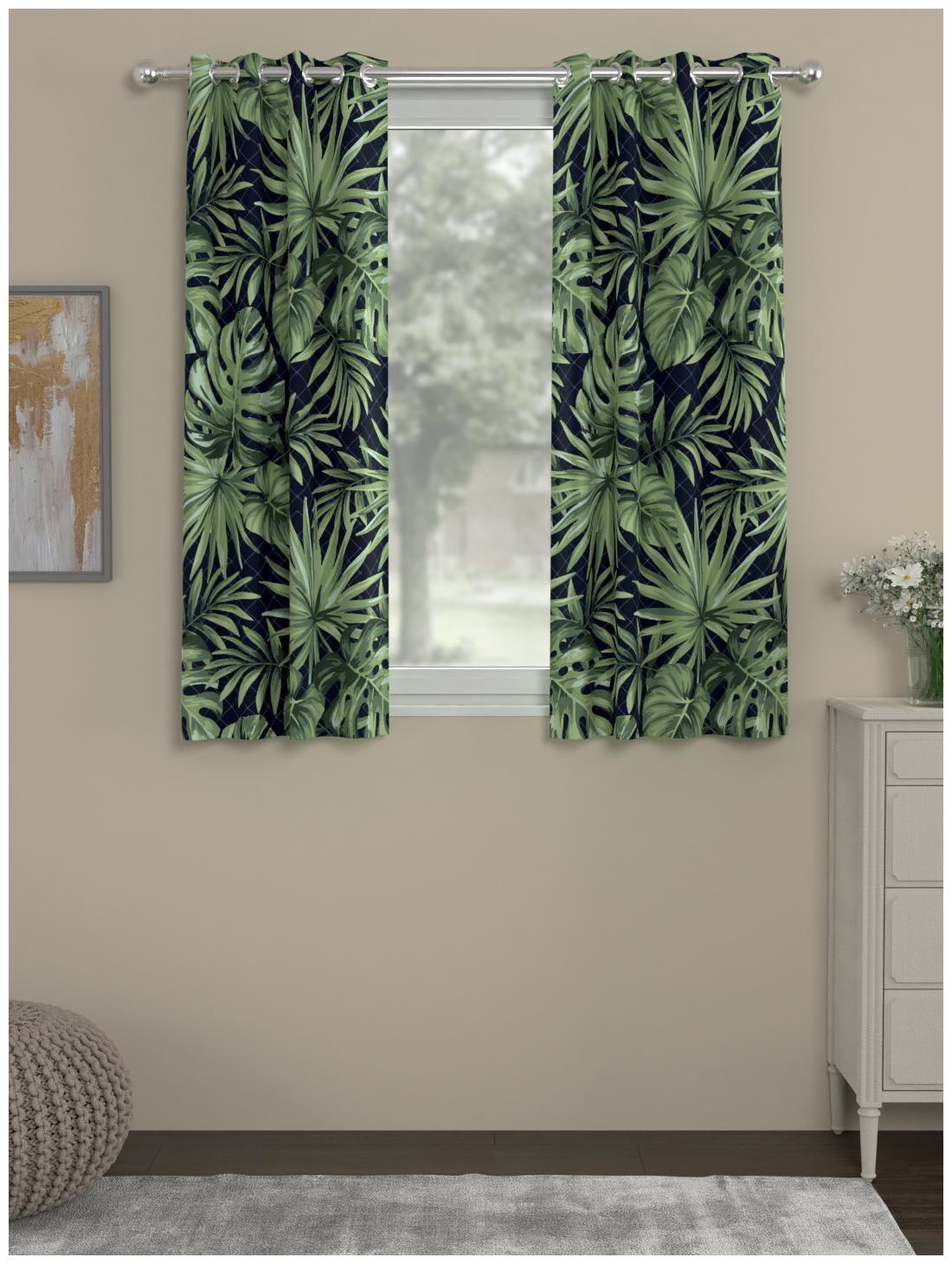 

Rosara Home Polyester Window Blackout Green Regular Curtain ( Eyelet Closure Printed )