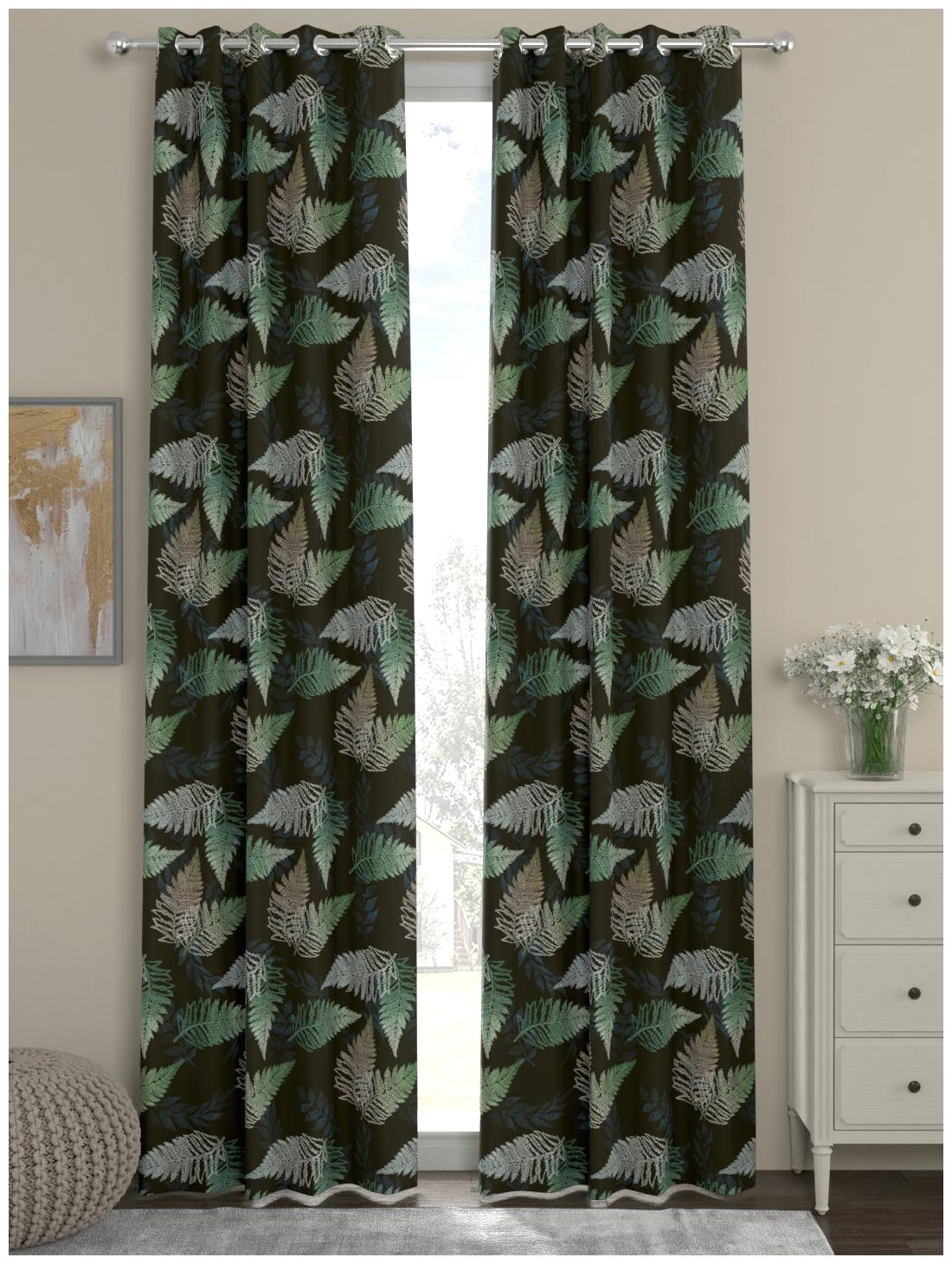

Rosara Home Polyester Long Door Blackout Black Regular Curtain ( Eyelet Closure Printed )