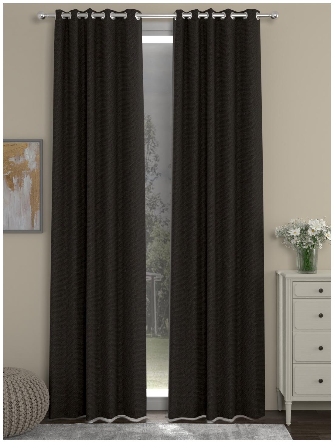 

Rosara Home Cotton Door Blackout Brown Regular Curtain ( Eyelet Closure Solid )