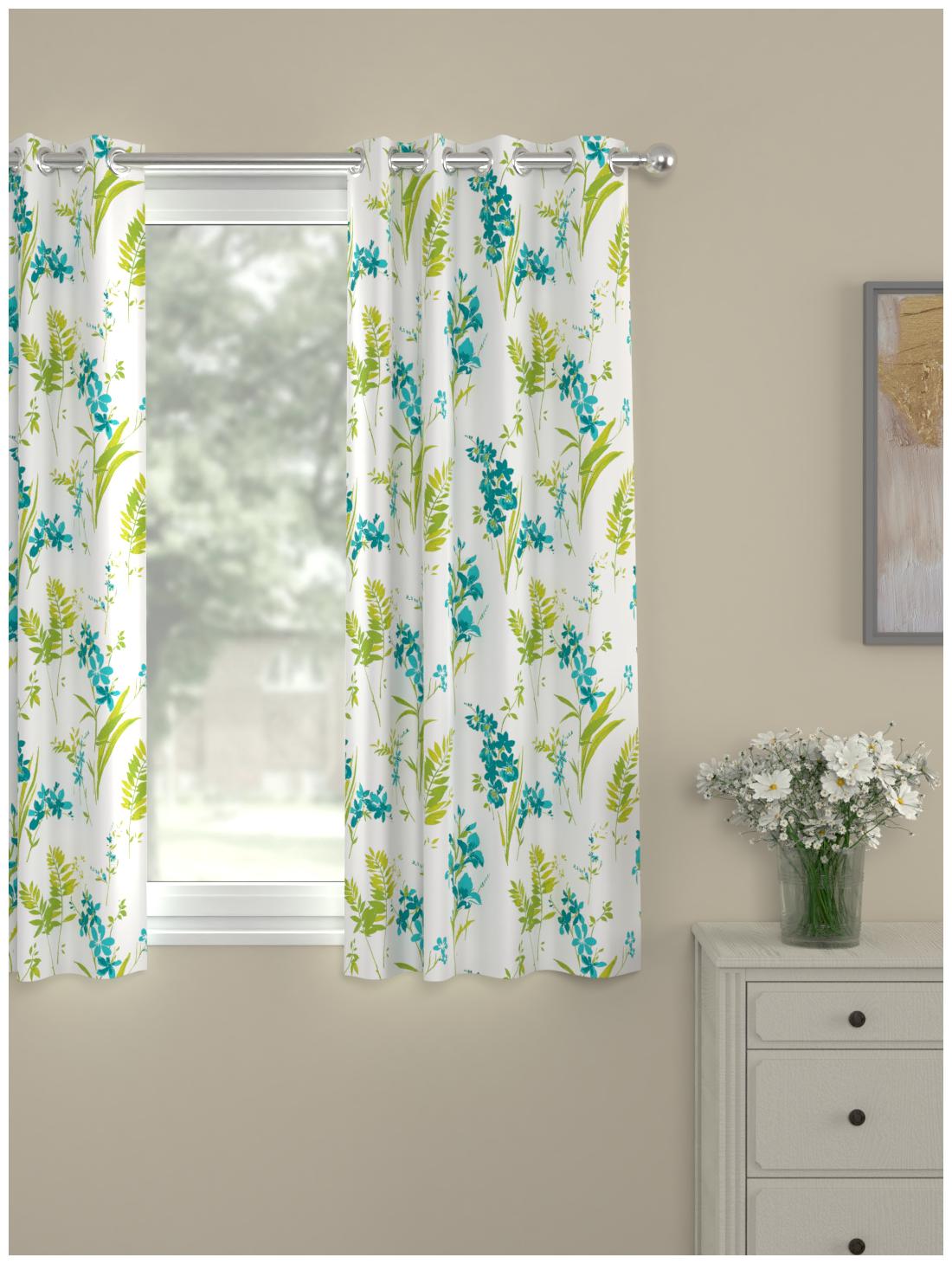 

Rosara Home Polyester Window Blackout Blue Regular Curtain ( Eyelet Closure Printed )
